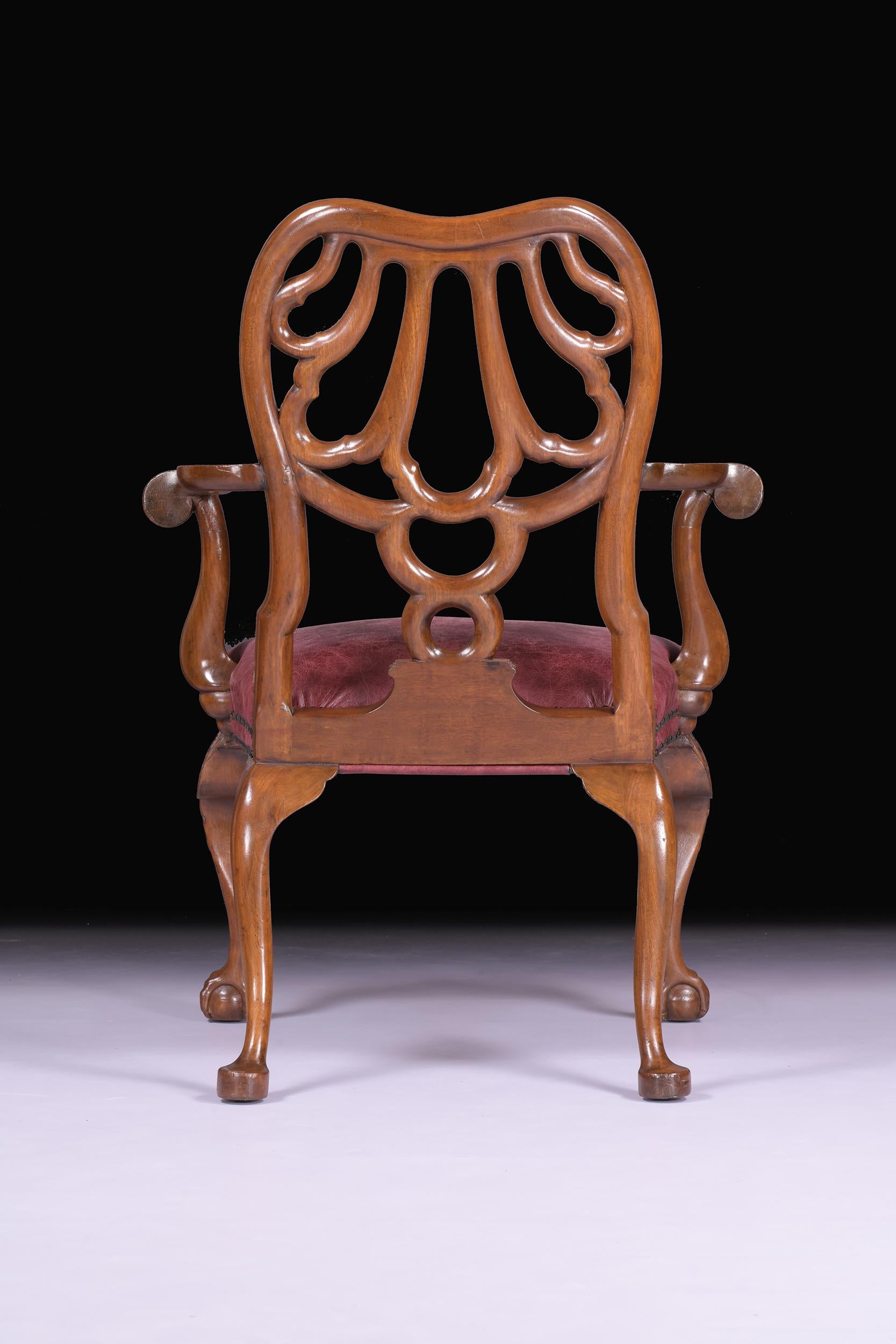 Englischer Sessel im George-II-Stil des 19. Jahrhunderts in der Art von Giles Grendey (Leder) im Angebot