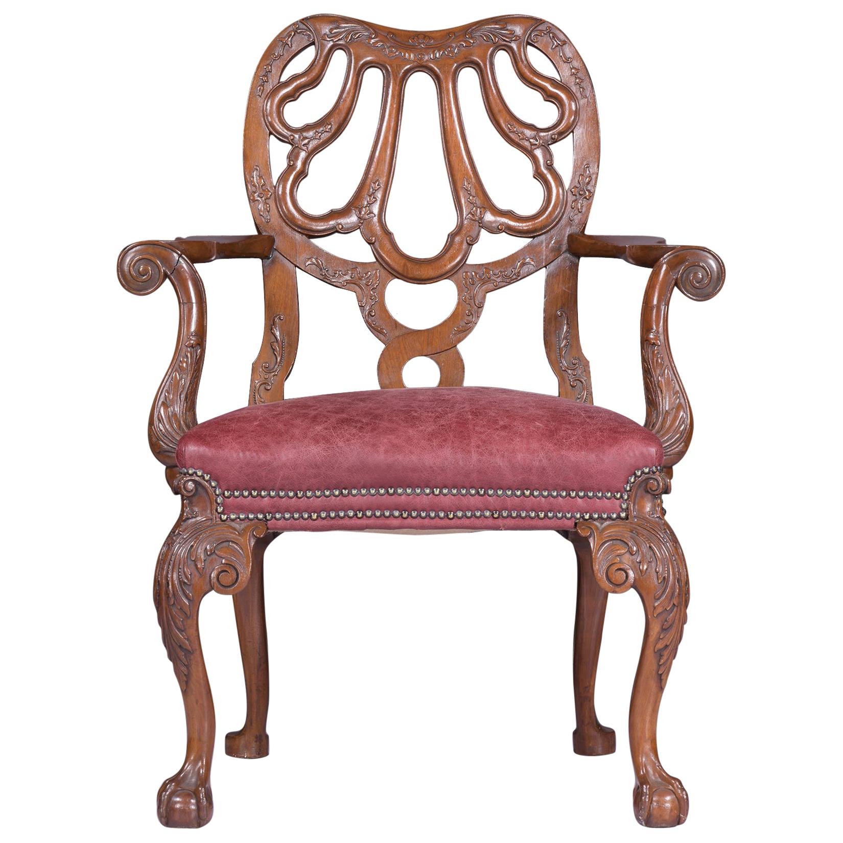 19th Century George II Style English Armchair in the Manner of Giles Grendey
