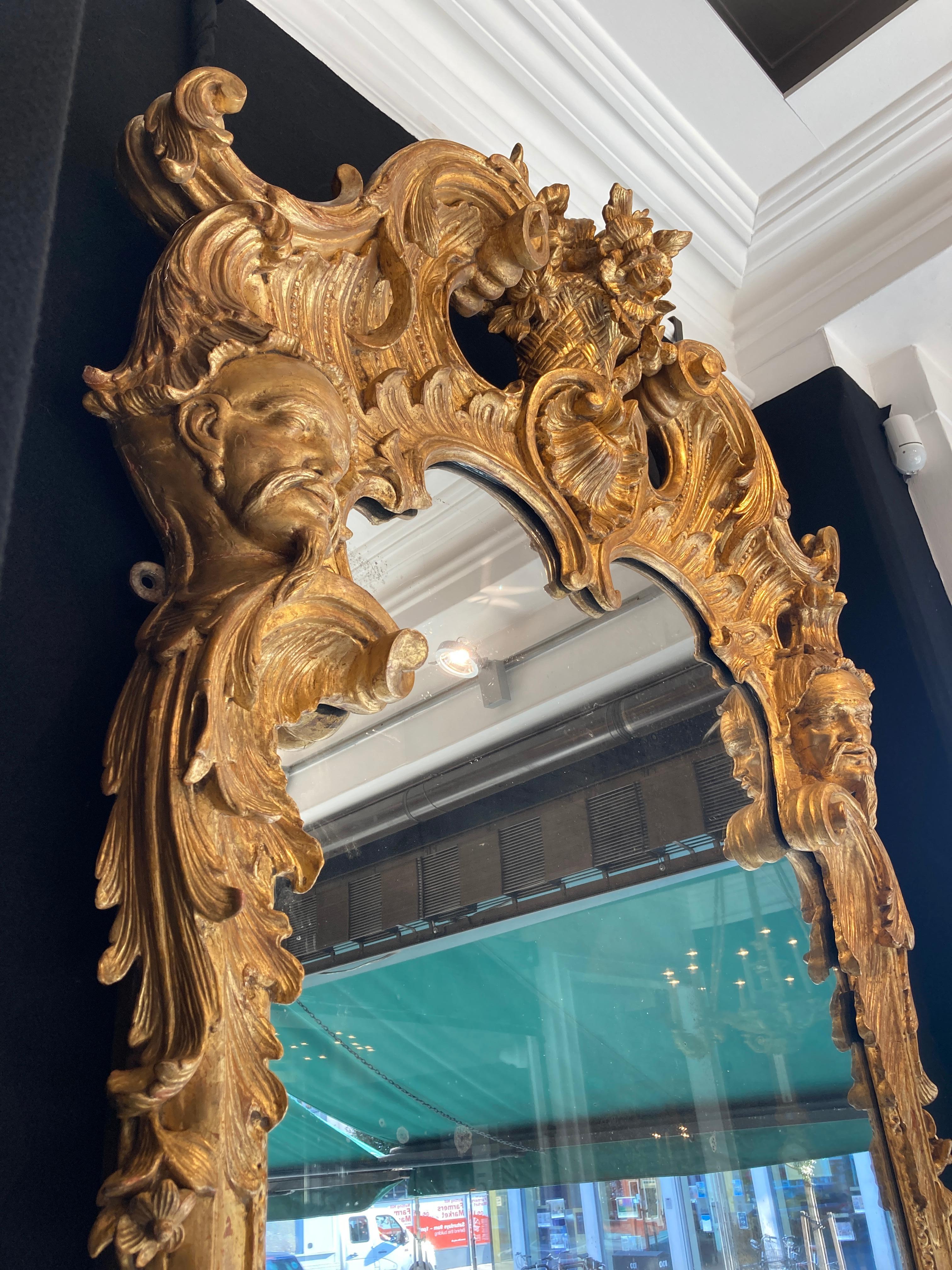 Mirror 19th Century George II Style Pier Glass in the Manner of Matthias Lock For Sale