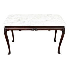 19th Century George II Walnut Table With Marble Top