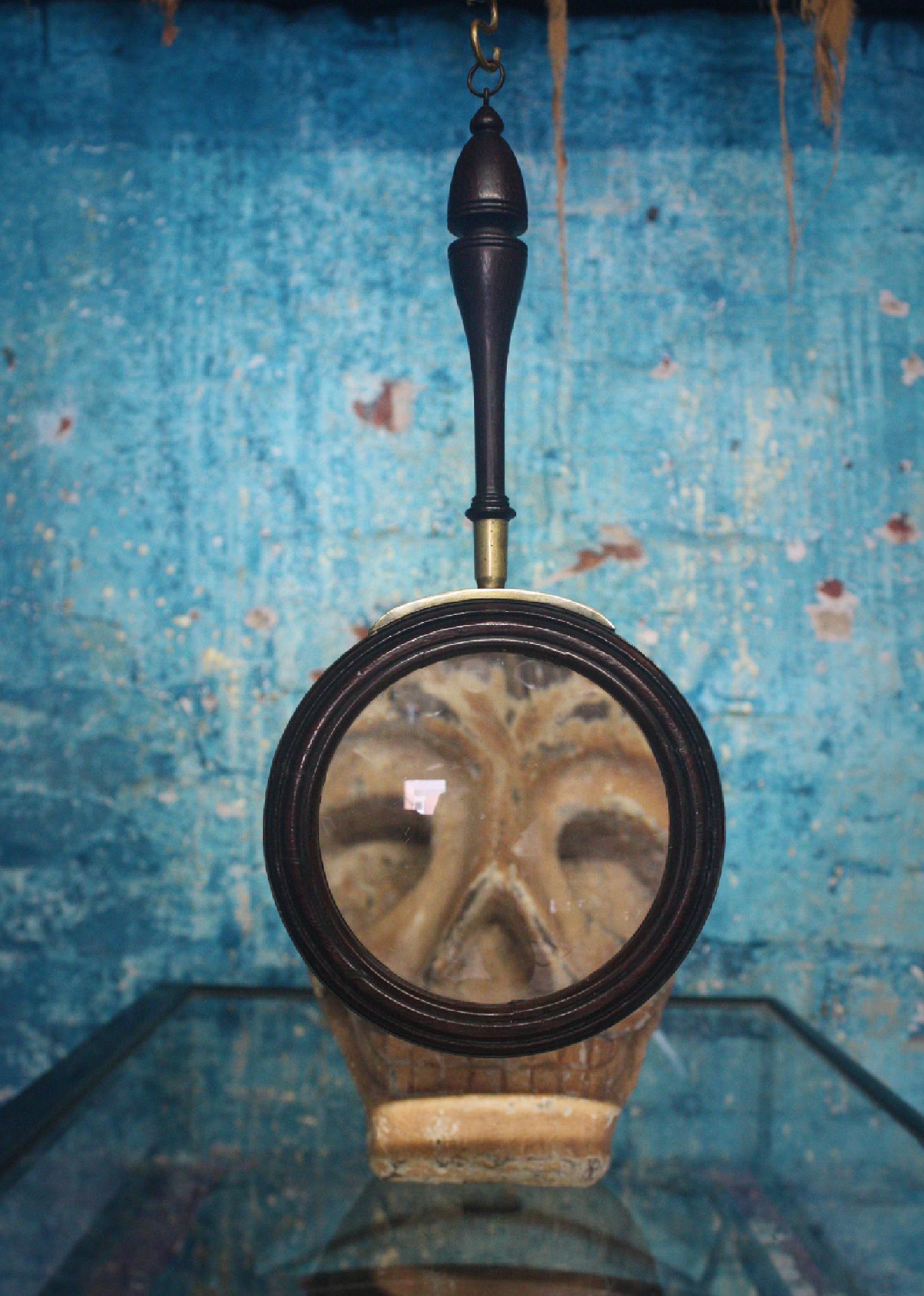 19th Century George III Brass Bound Mahogany Connoisseur Gallery Magnifying Lens 1