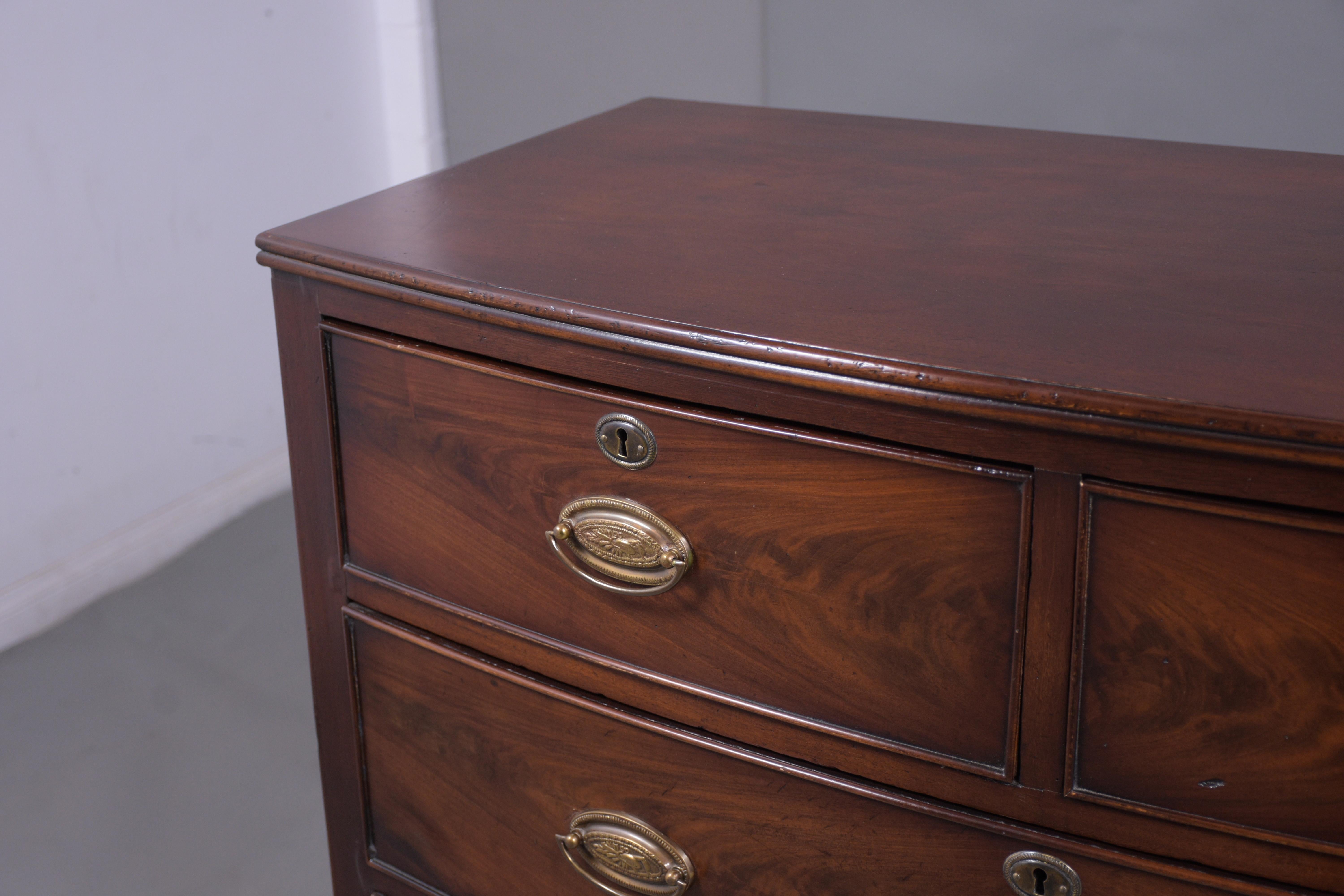 19th Century George III Mahogany Dresser with Flemish Veneers and Brass Details For Sale 4