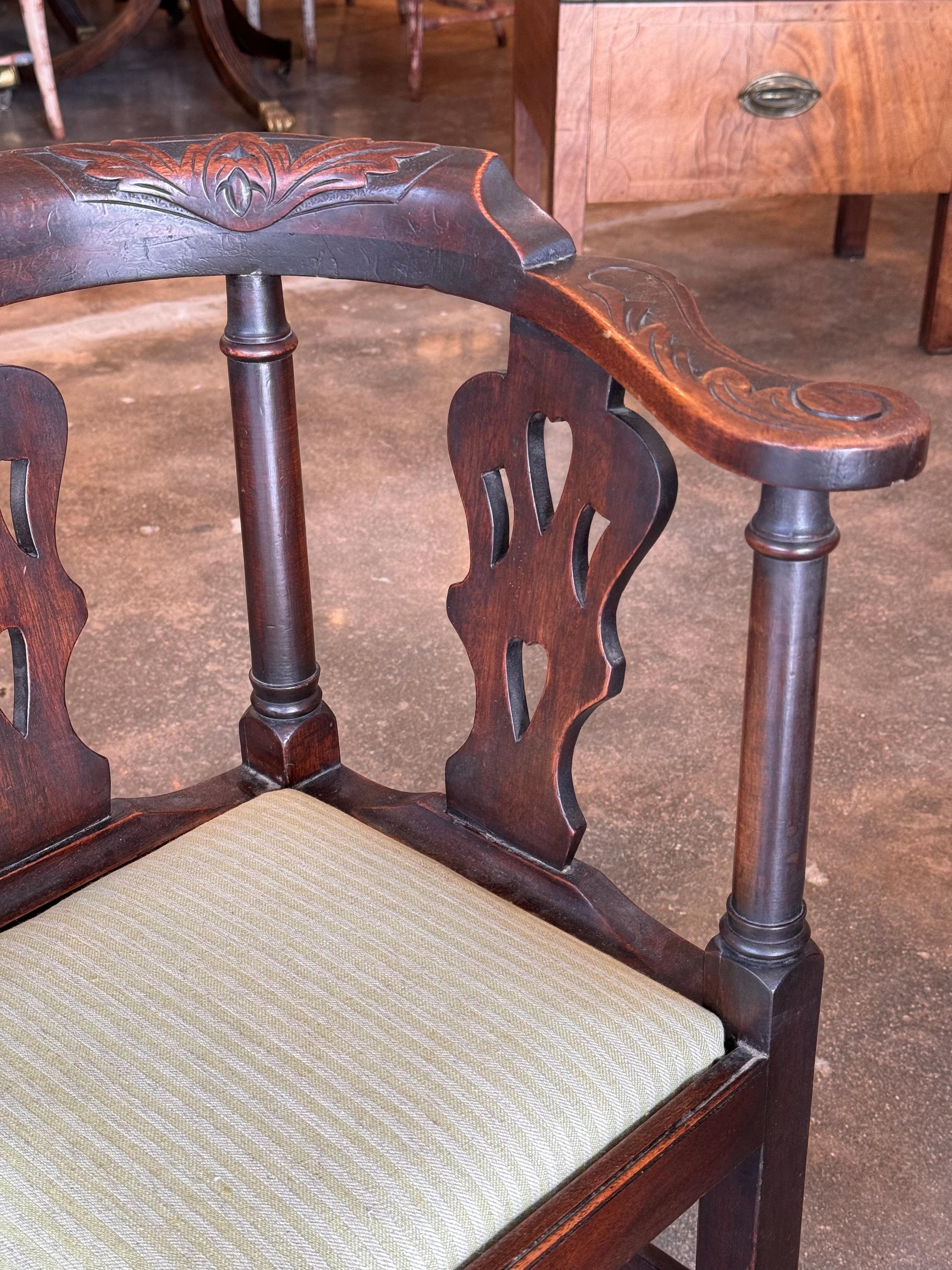 Upholstery 19th Century George III Childs Corner Chair For Sale