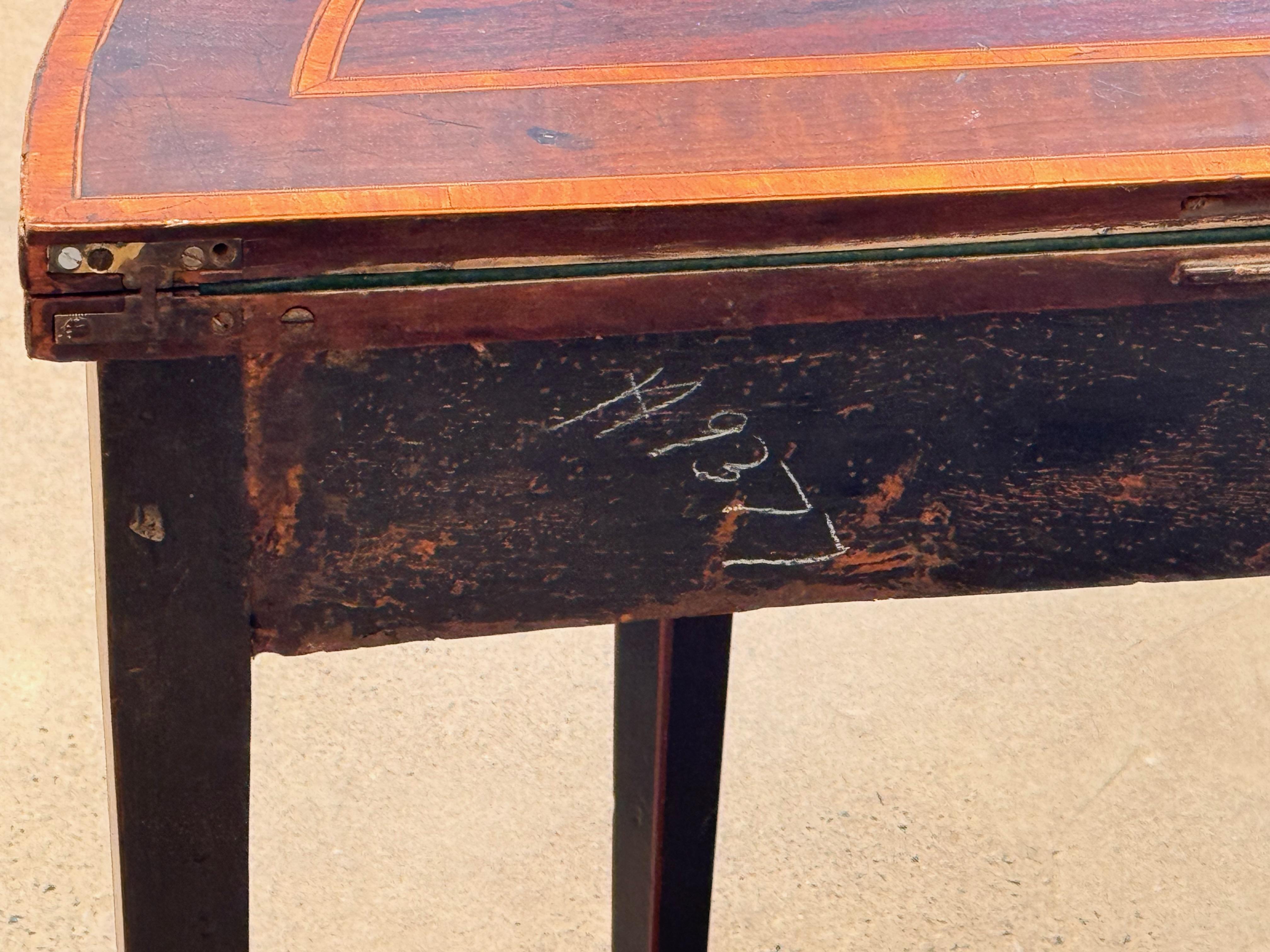 19th Century George III Ebonized and Inlaid Demilune Card Table 3