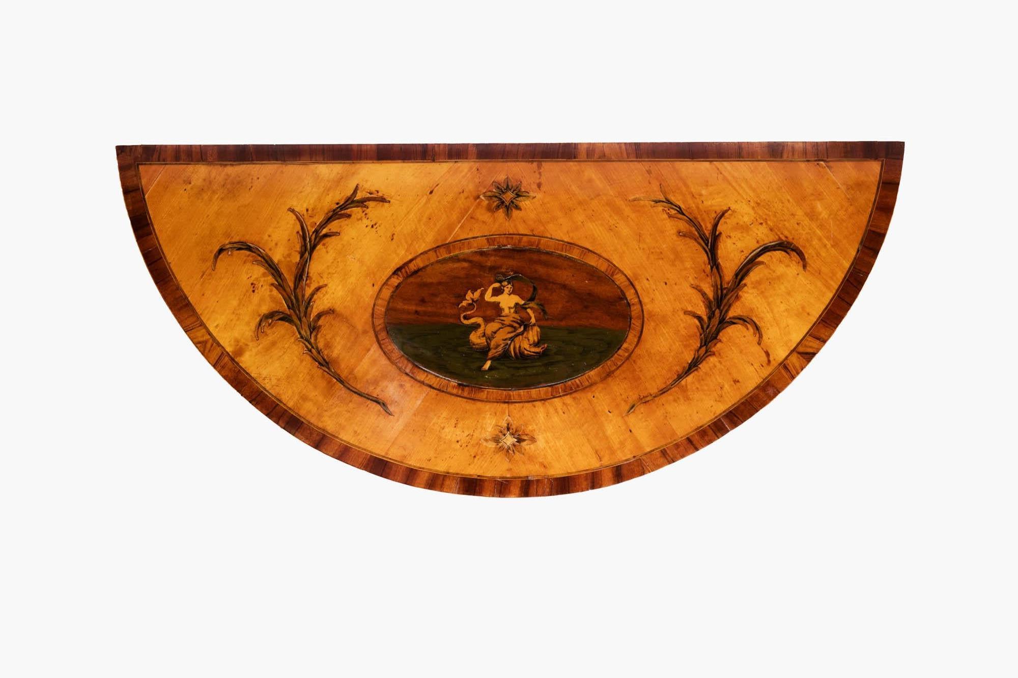 Inlay 19th Century George III Inlaid & Hand Painted Satinwood Card Table For Sale