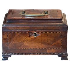 19th Century George III Inlaid Tea Caddy With Brass Handle