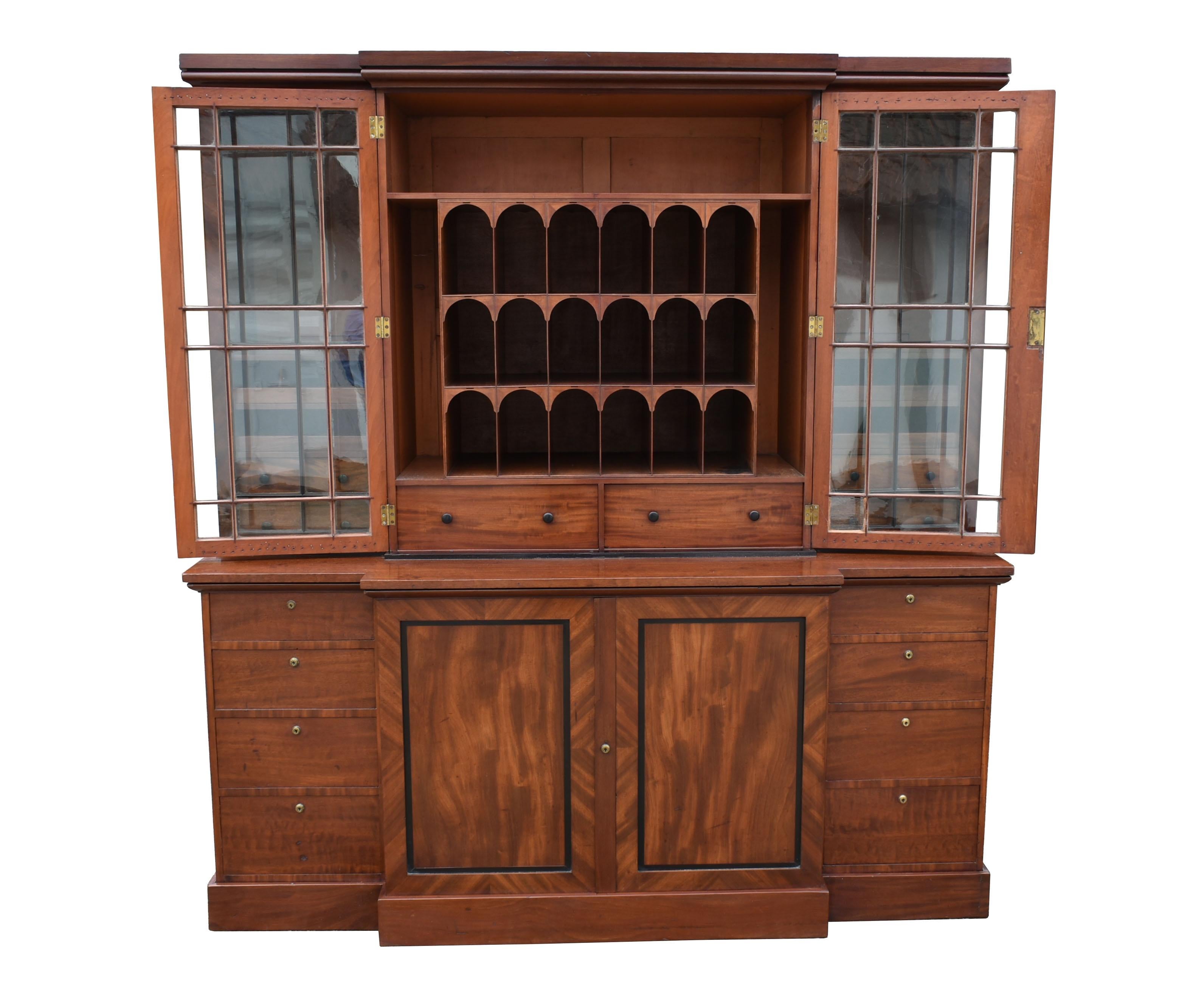 19th Century George III Mahogany Breakfront Bookcase For Sale 10