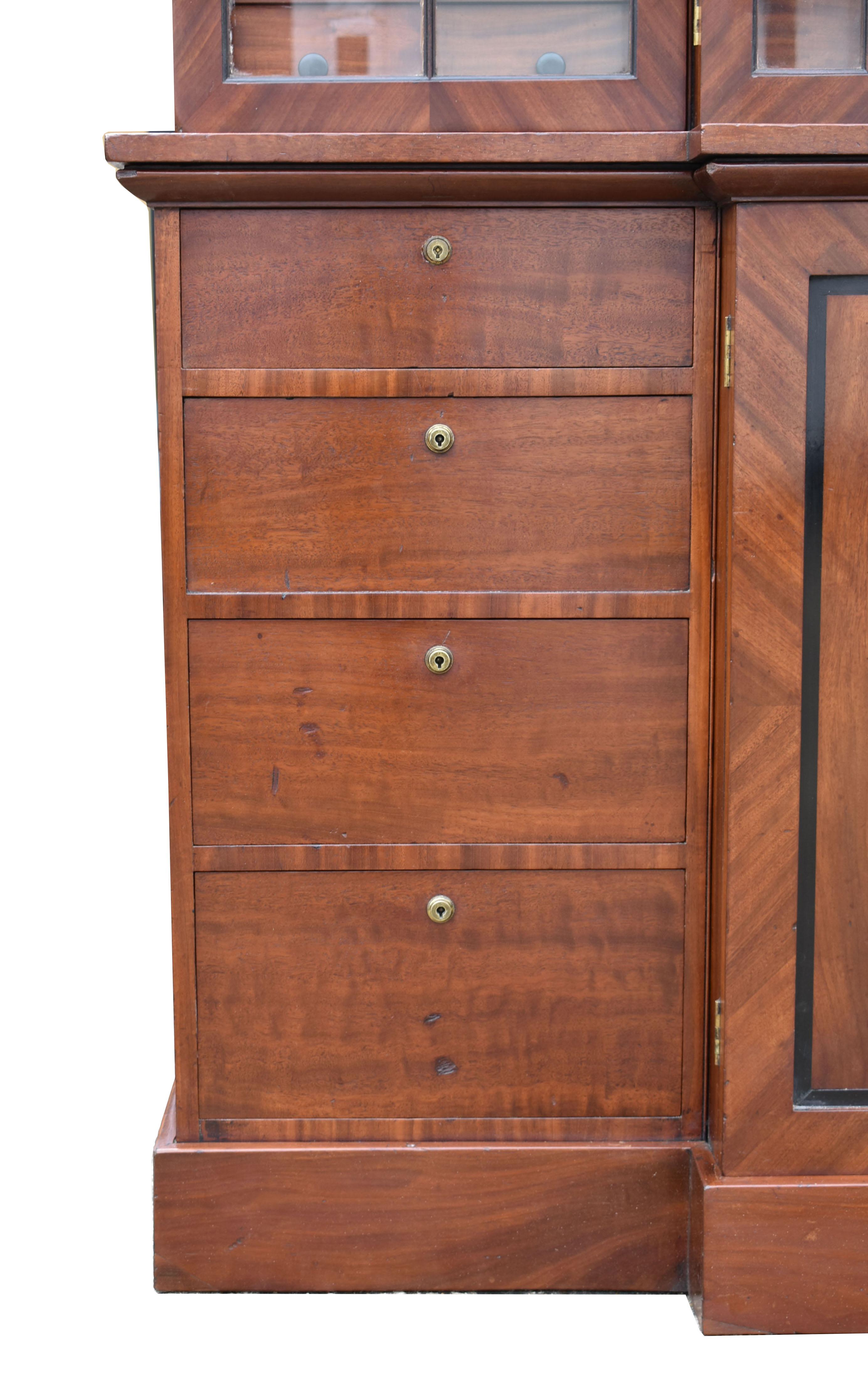 19th Century George III Mahogany Breakfront Bookcase For Sale 3