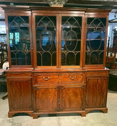 19th Century George III Mahogany Breakfront Bookcase Secretary