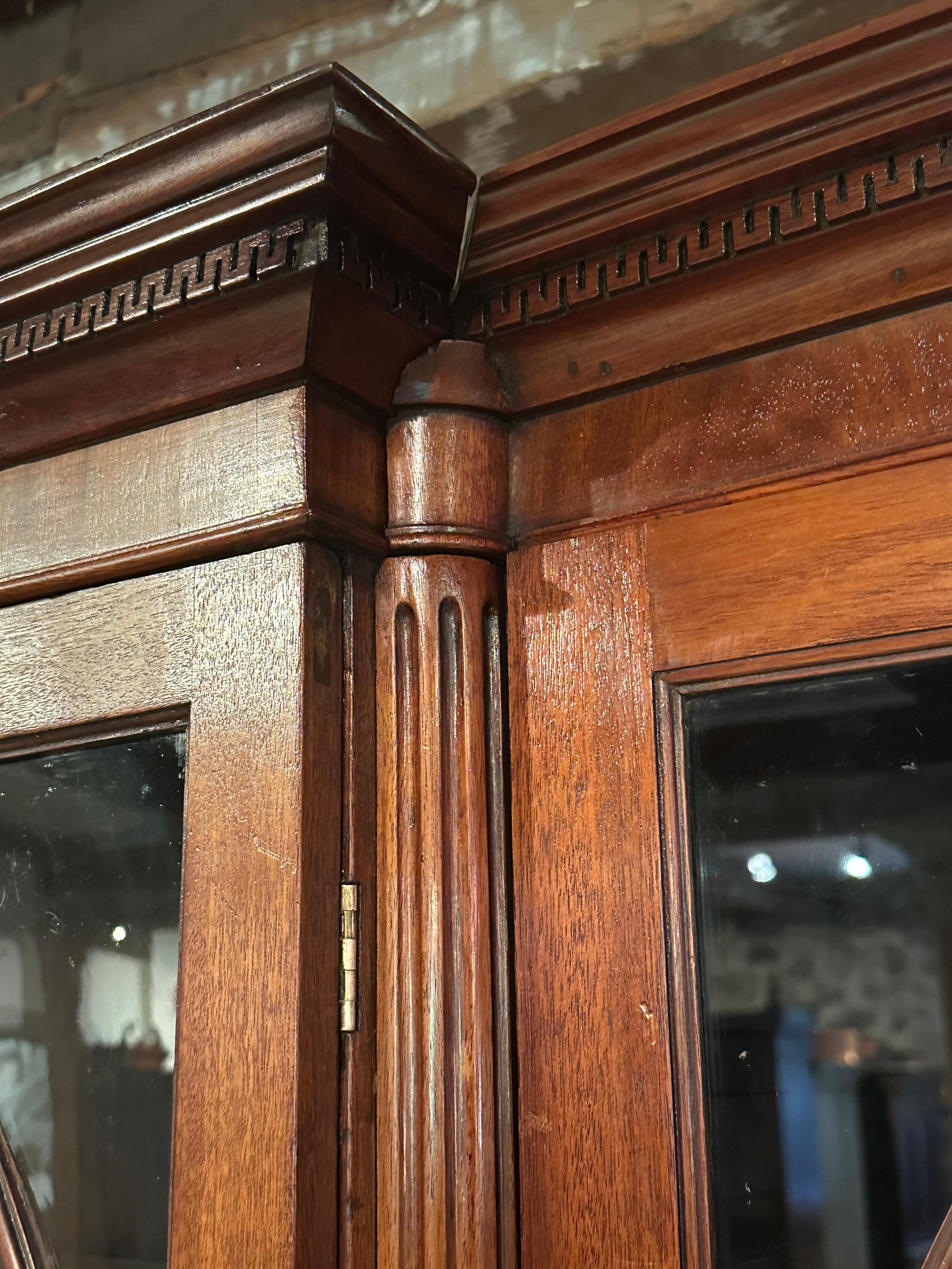 19th Century George III Mahogany Breakfront Bookcase Secretary For Sale 2