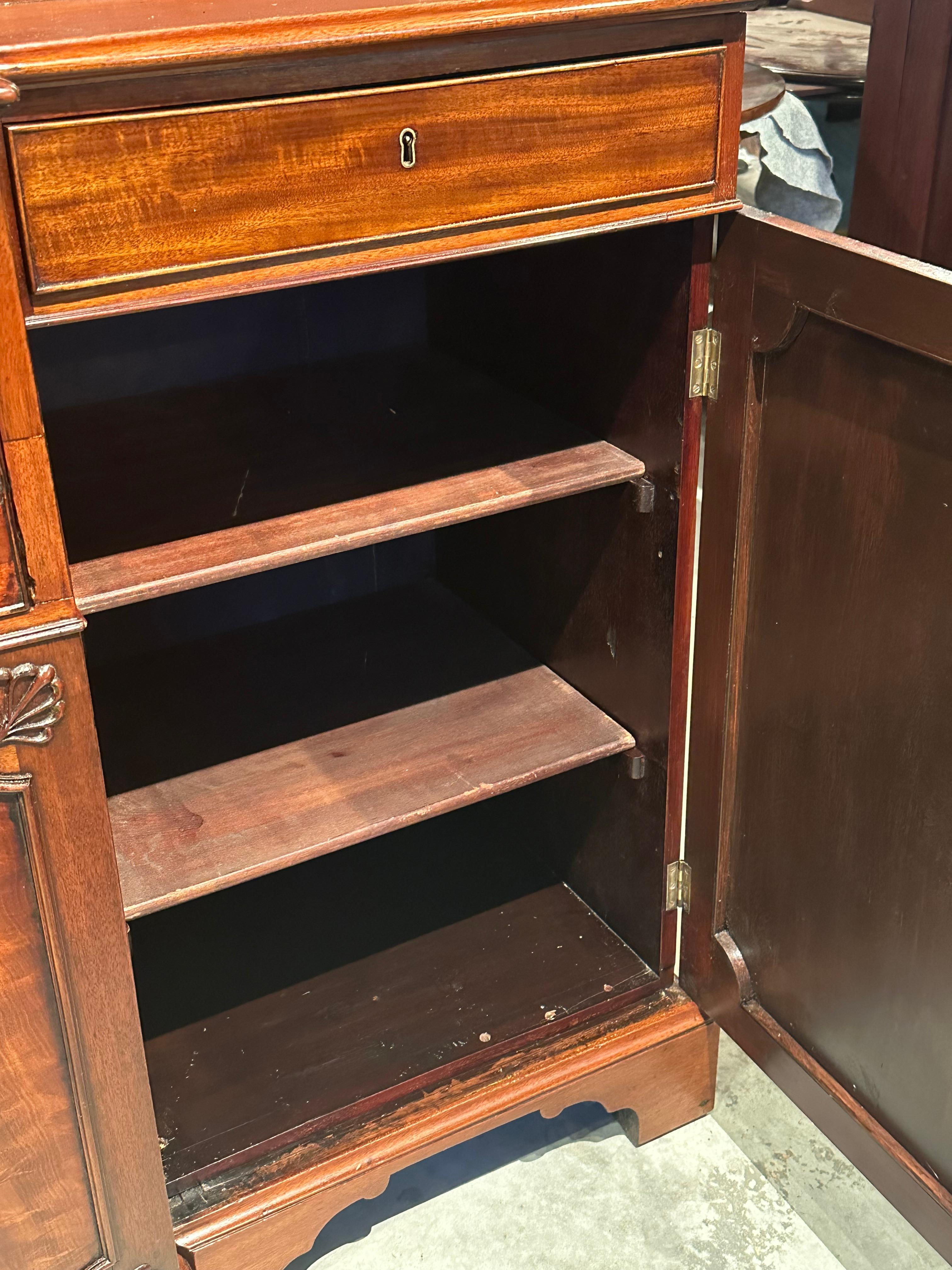 19th Century George III Mahogany Breakfront Bookcase Secretary For Sale 4