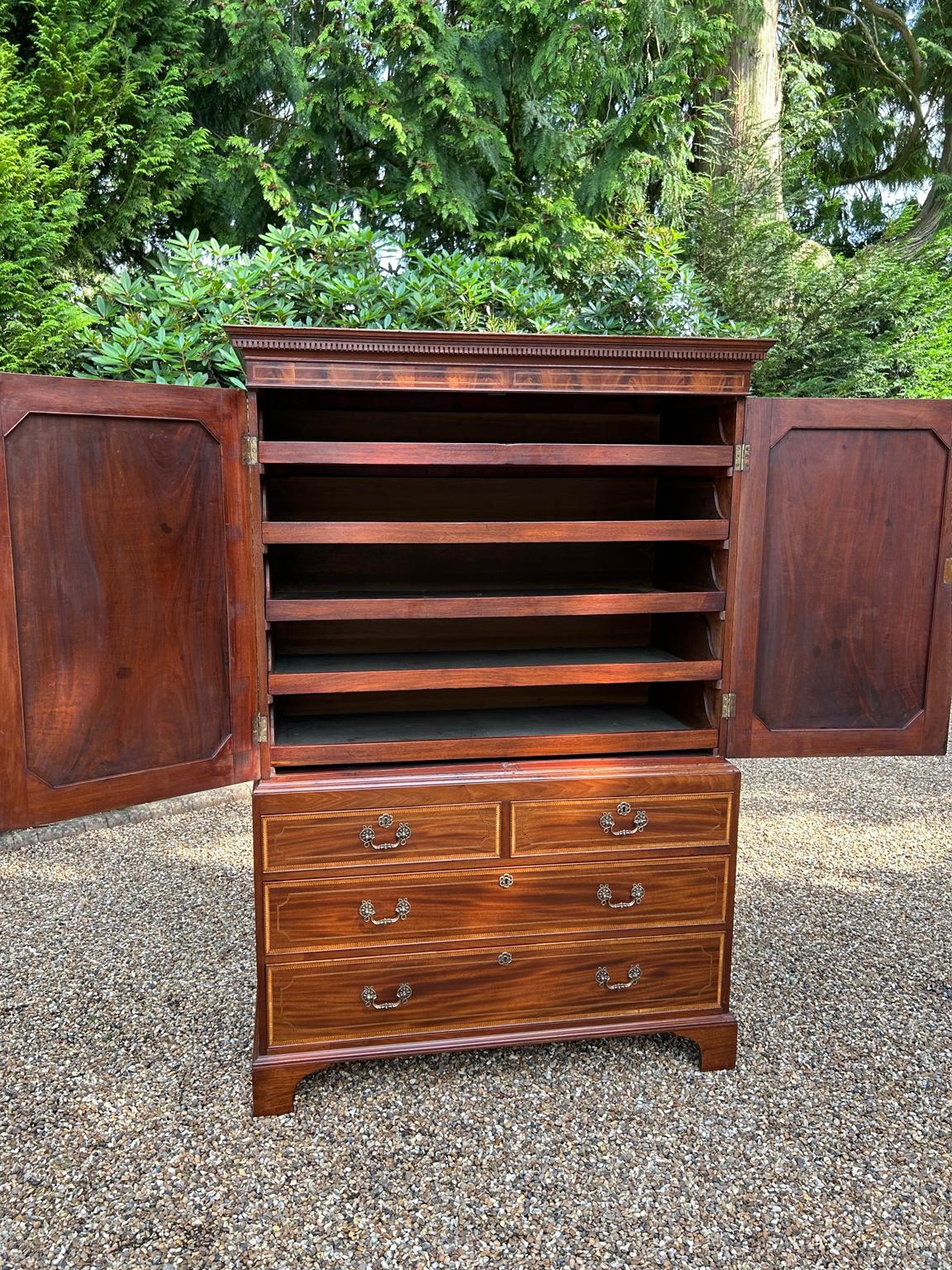 19th Century George III Mahogany Linen Press 1