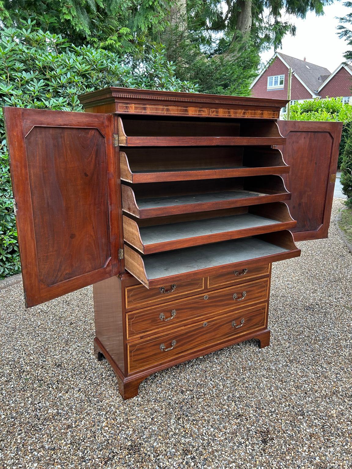 19th Century George III Mahogany Linen Press 2