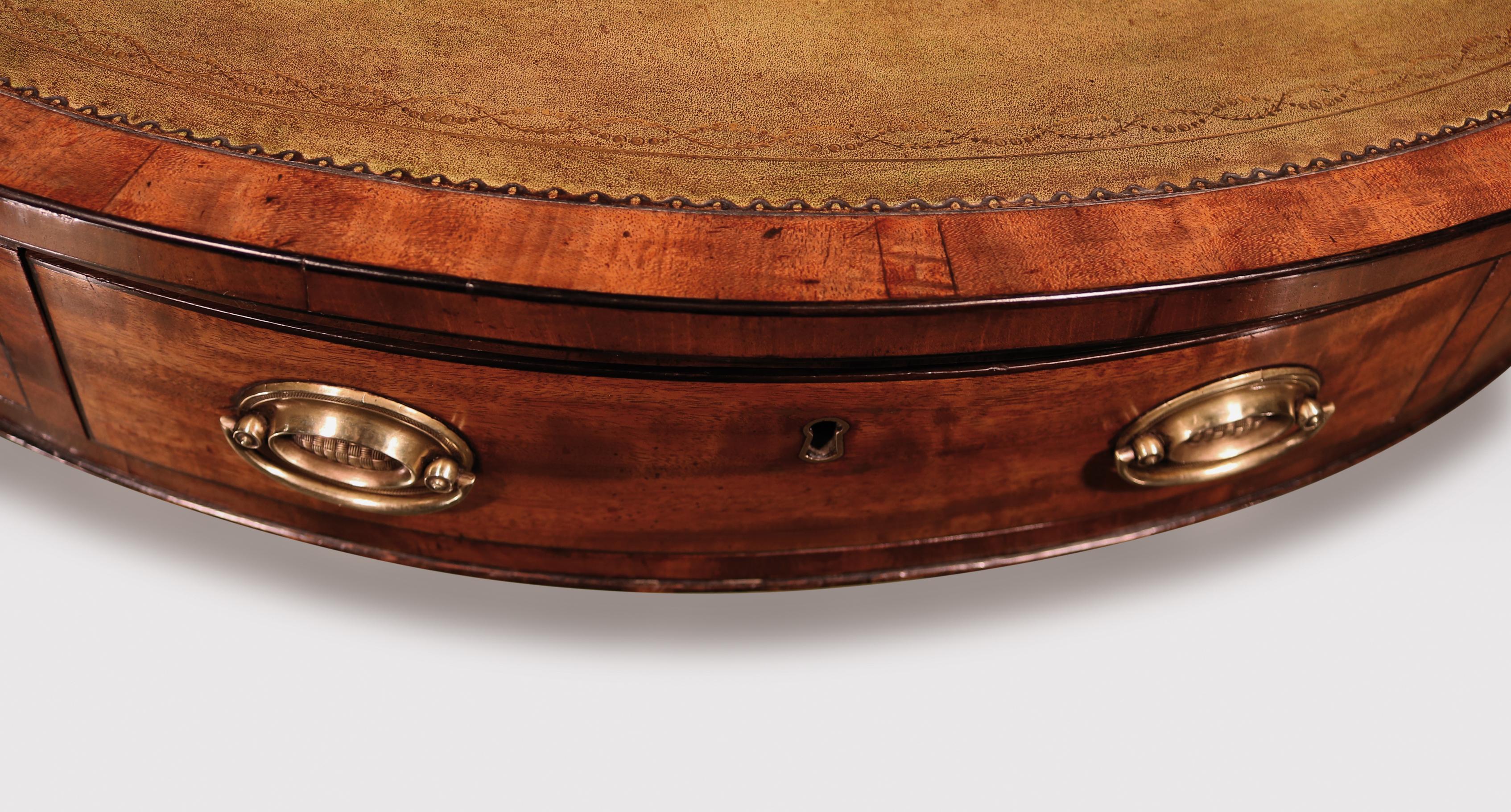 19th Century George III Mahogany Revolving Drum Table 1