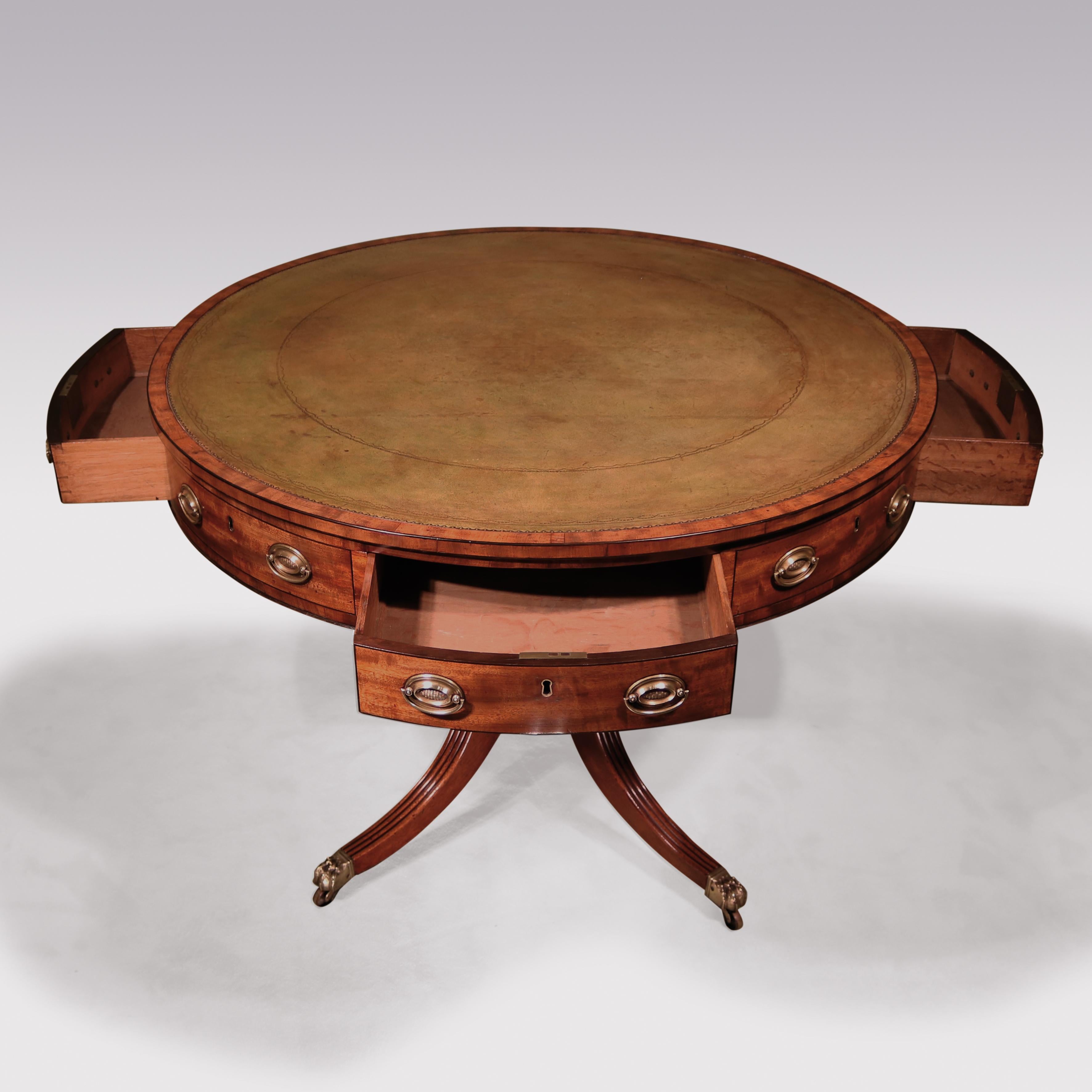 19th Century George III Mahogany Revolving Drum Table 3