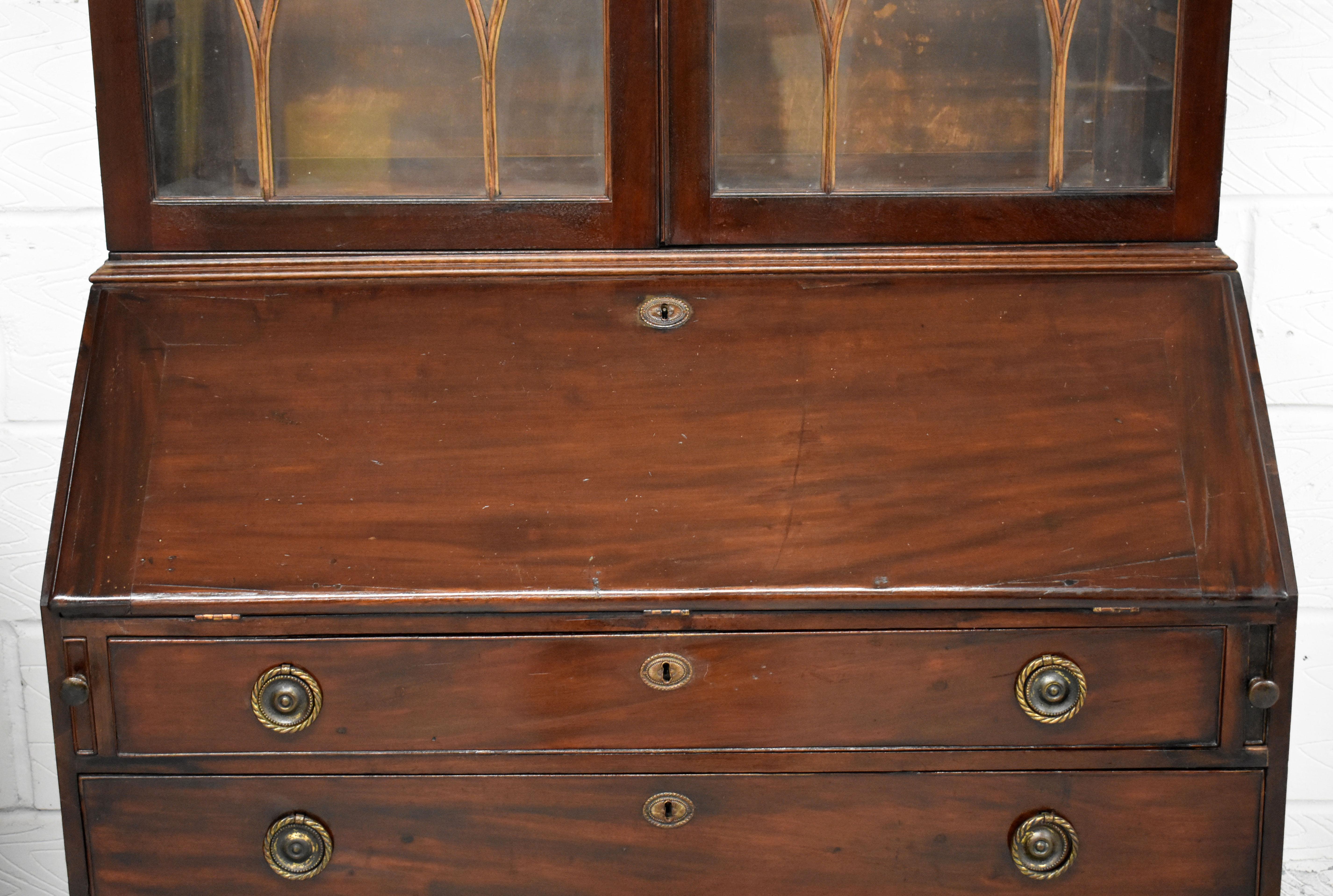 19th Century George III Mahogany Secretary Bookcase 1