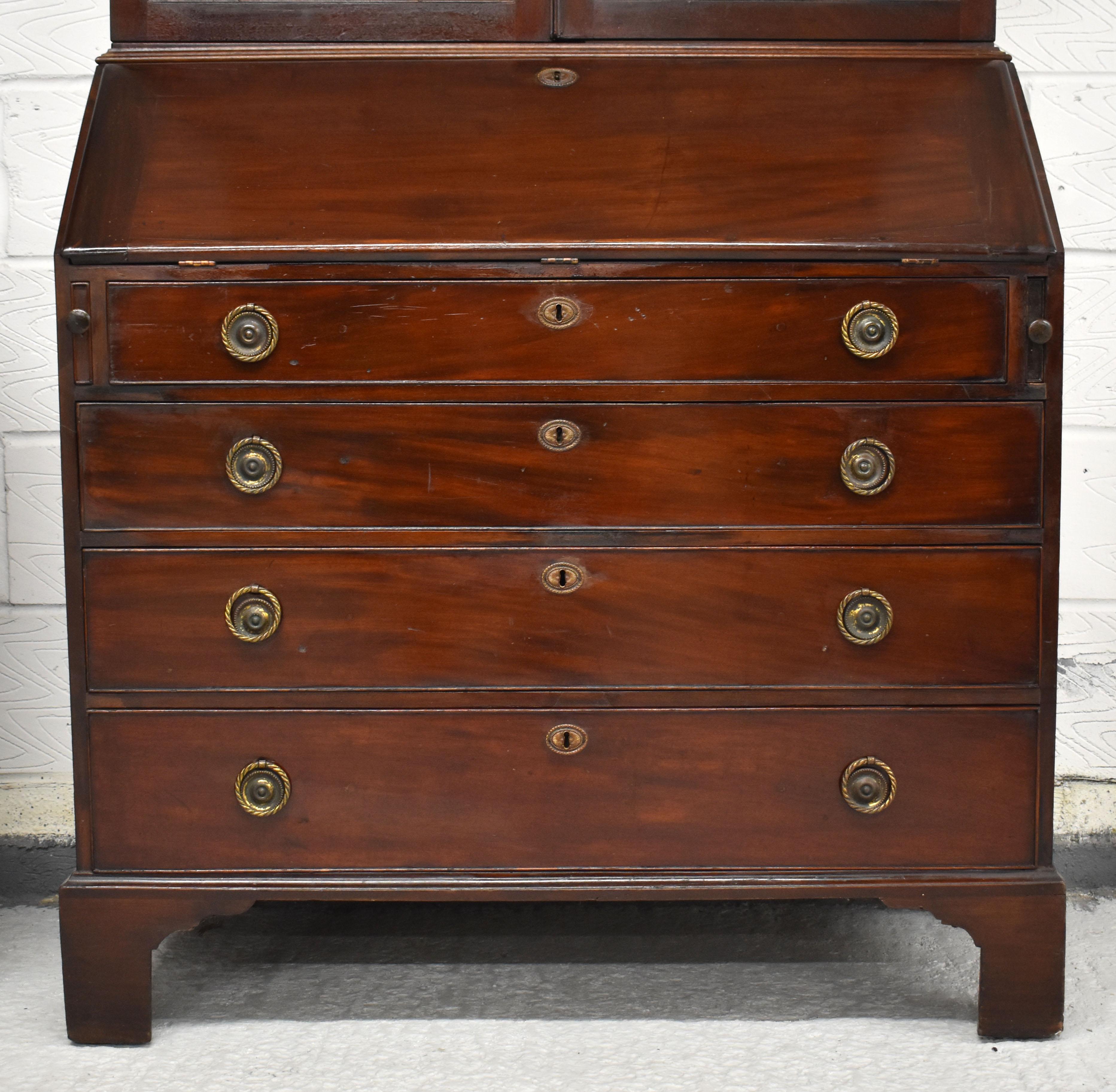 19th Century George III Mahogany Secretary Bookcase 2