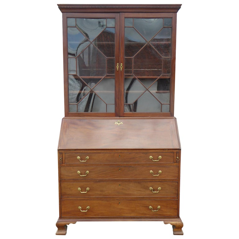 19th Century George Iii Mahogany Secretary Bookcase For Sale At