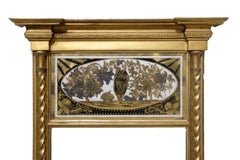 George III Mirror with Glass Eglomise Panel Original Gilding circa 1810