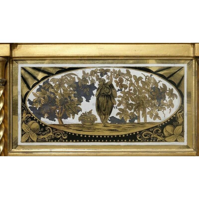 Gold Leaf George III Mirror with Glass Eglomise Panel Original Gilding circa 1810 For Sale