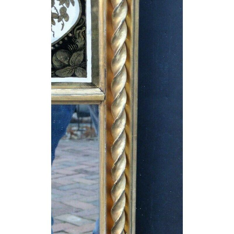 George III Mirror with Glass Eglomise Panel Original Gilding circa 1810 For Sale 3