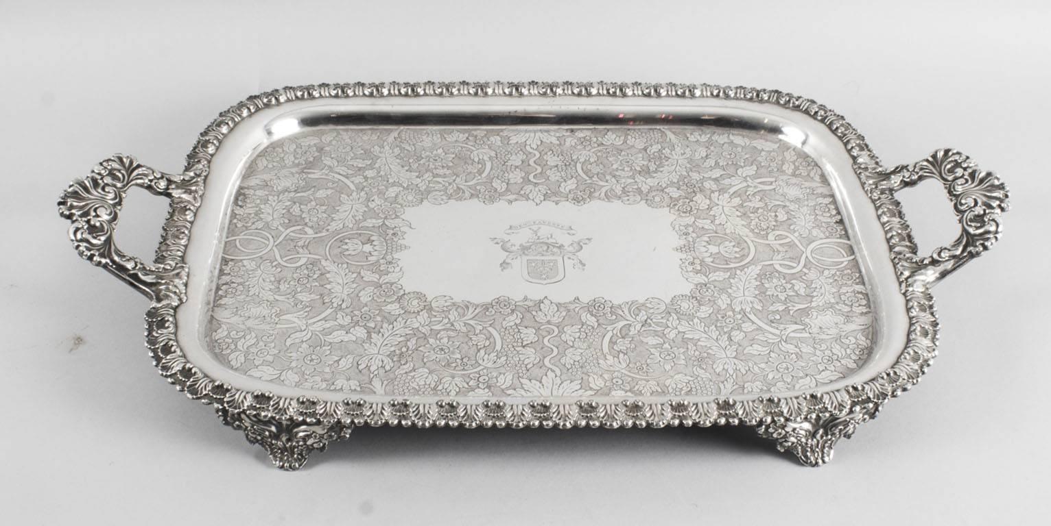 19th Century George III Old Sheffield Silver Plated Tray 3