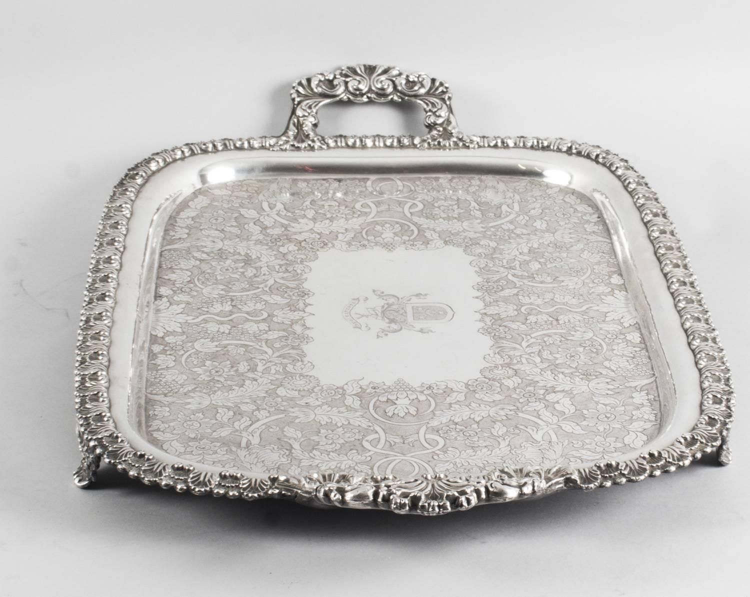 Sheffield Plate 19th Century George III Old Sheffield Silver Plated Tray