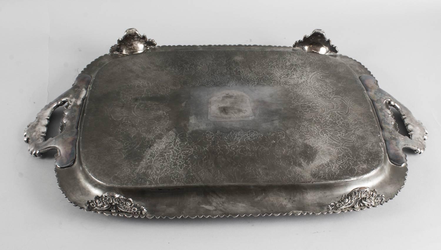 19th Century George III Old Sheffield Silver Plated Tray 1
