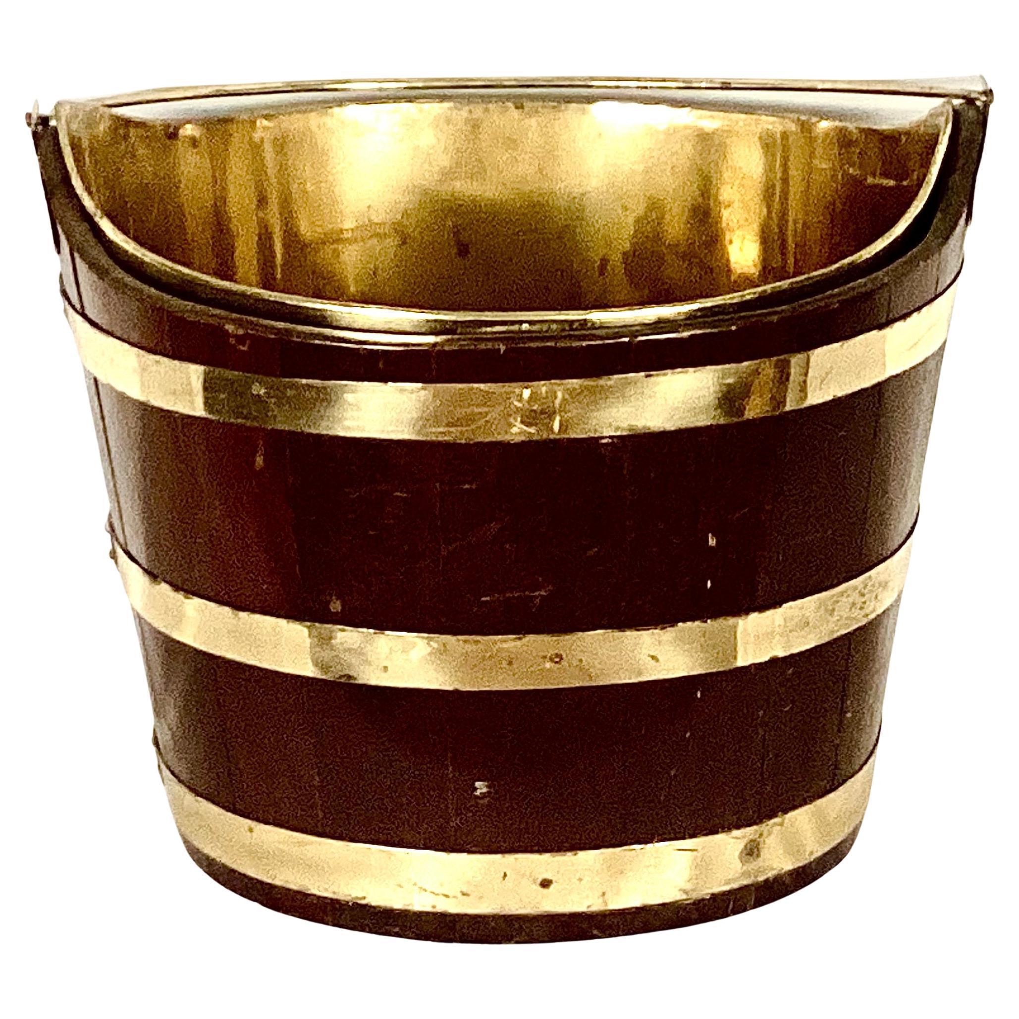 19th Century George III Oval Brass Bound Peat Bucket 1