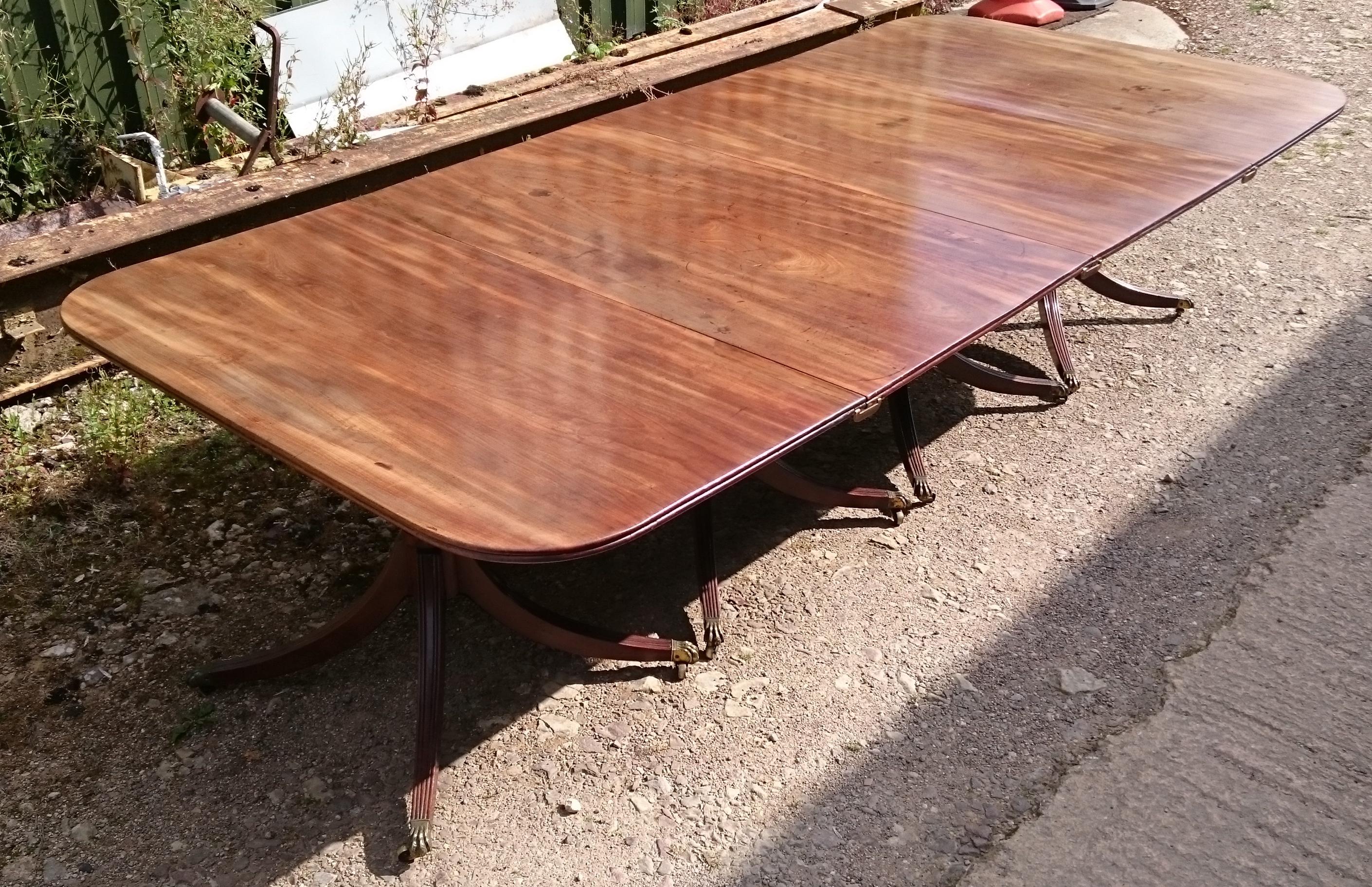 18th Century and Earlier 19th Century George III Period Mahogany Four Pedestal Antique Dining Table