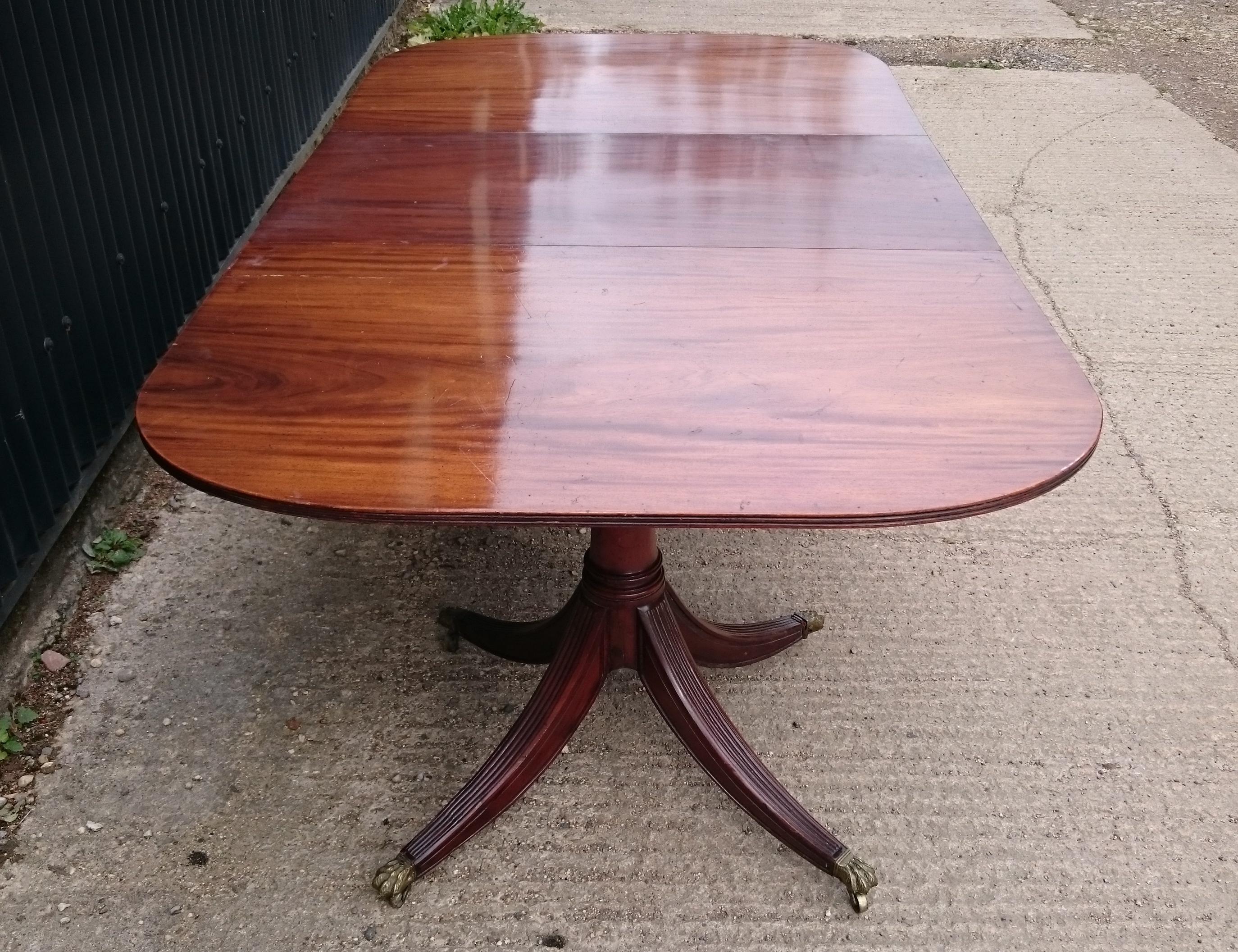 19th Century George III Period Mahogany Twin Pedestal Antique Dining Table For Sale 1
