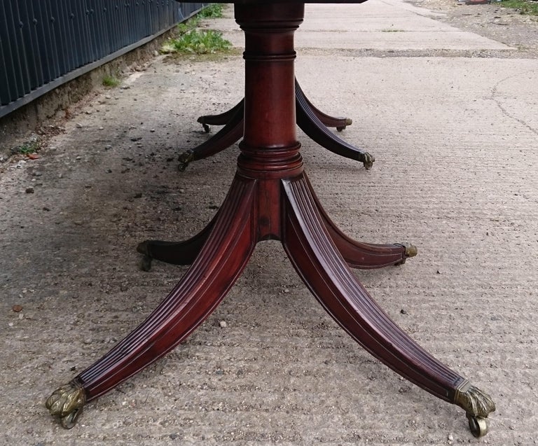 19th Century George III Period Mahogany Twin Pedestal Antique Dining Table For Sale 2