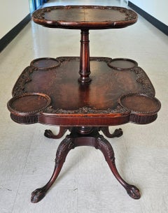 19th Century George III Style Carved Mahogany Two Tier Dumbwaiter