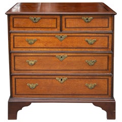 19th Century George III Style English Oak and Inlaid Chest of Drawers