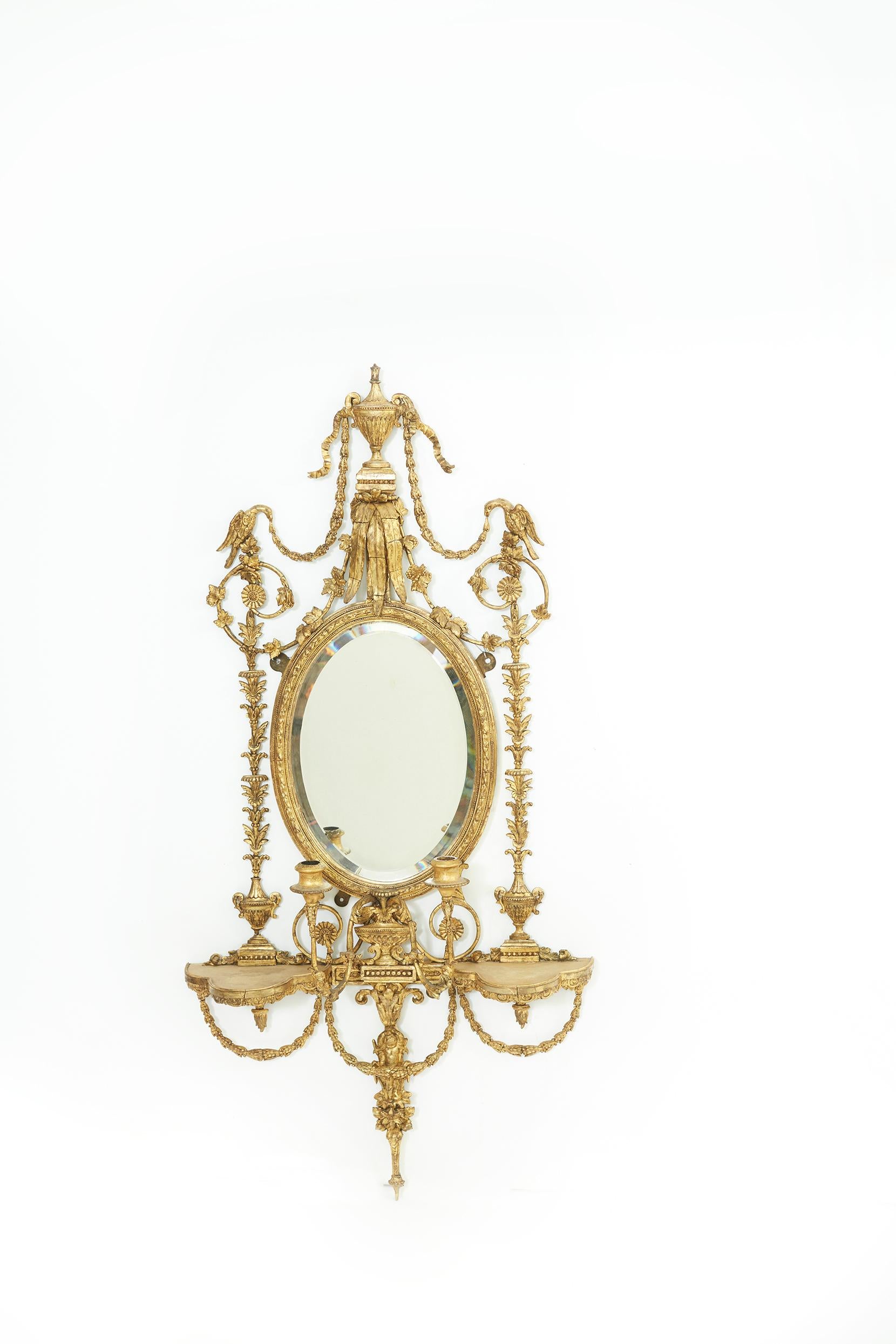 19th Century George III Style Giltwood Girandoles Mirror 4