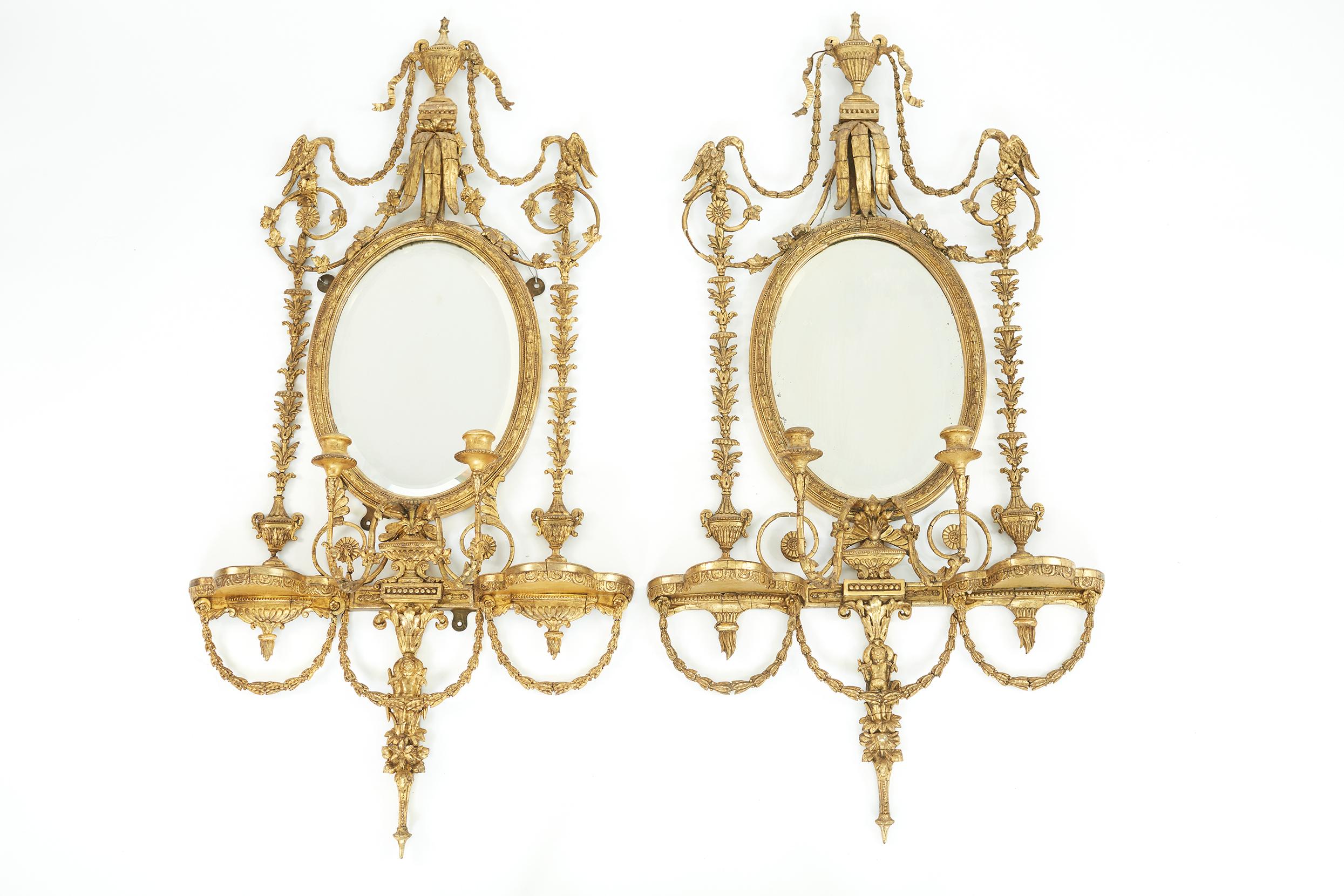 19th Century George III Style Giltwood Girandoles Mirror 5