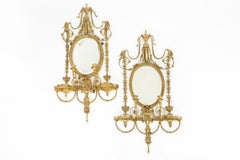 19th Century George III Style Giltwood Girandoles Mirror