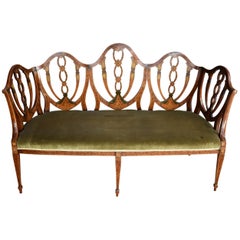 19th Century George III Style Hand Painted Satinwood Sofa