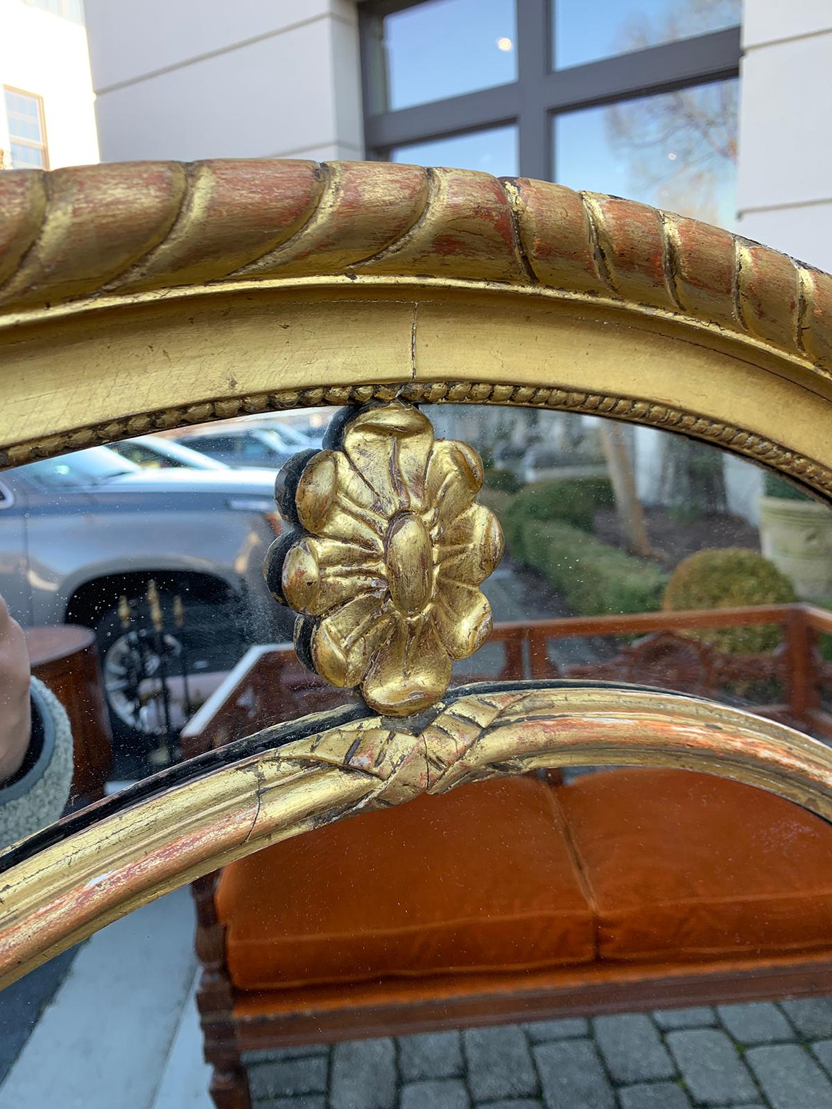 19th Century George III Style Large Oval Giltwood Mirror 1