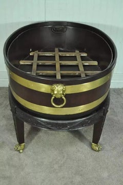 19th Century George III Style Mahogany and Brass Wine Cooler Cellarette on Stand