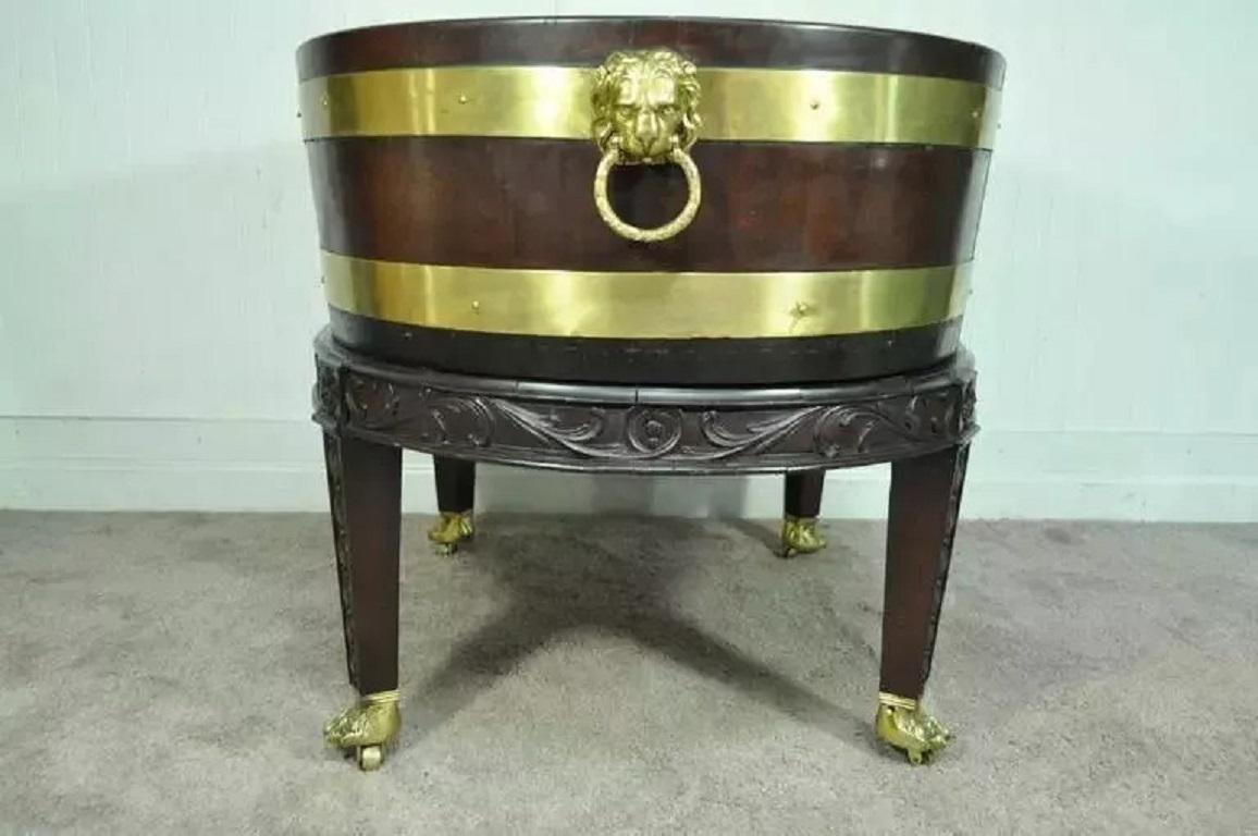 19th Century George III Style Mahogany and Brass Wine Cooler Cellarette on Stand For Sale 1