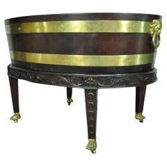 19th Century George III Style Mahogany and Brass Wine Cooler Cellarette on Stand