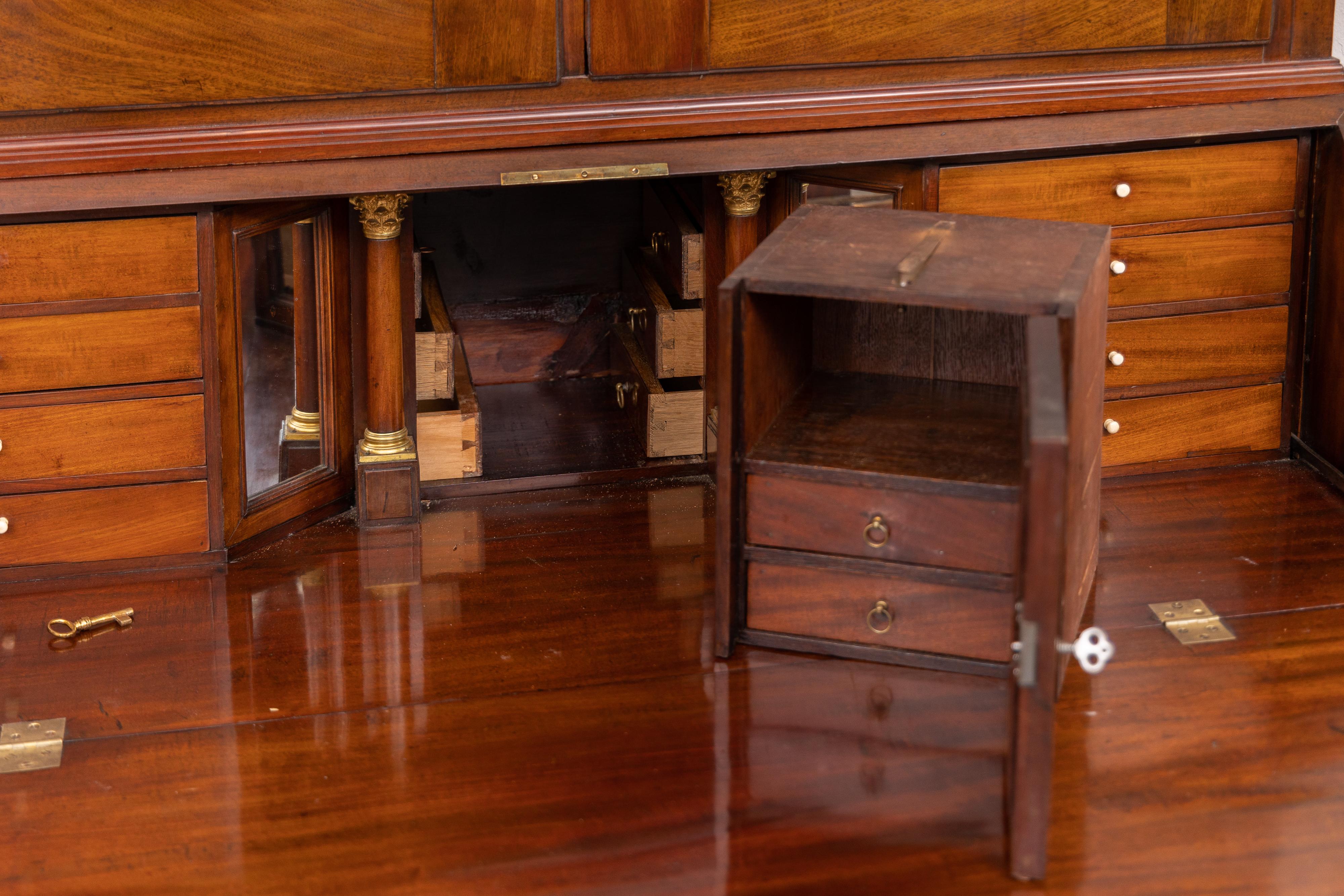 19th Century George III Style Mahogany Bureau Secretary Bookcase For Sale 6