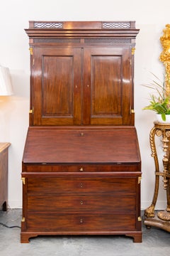 19th Century George III Style Mahogany Bureau Secretary Bookcase
