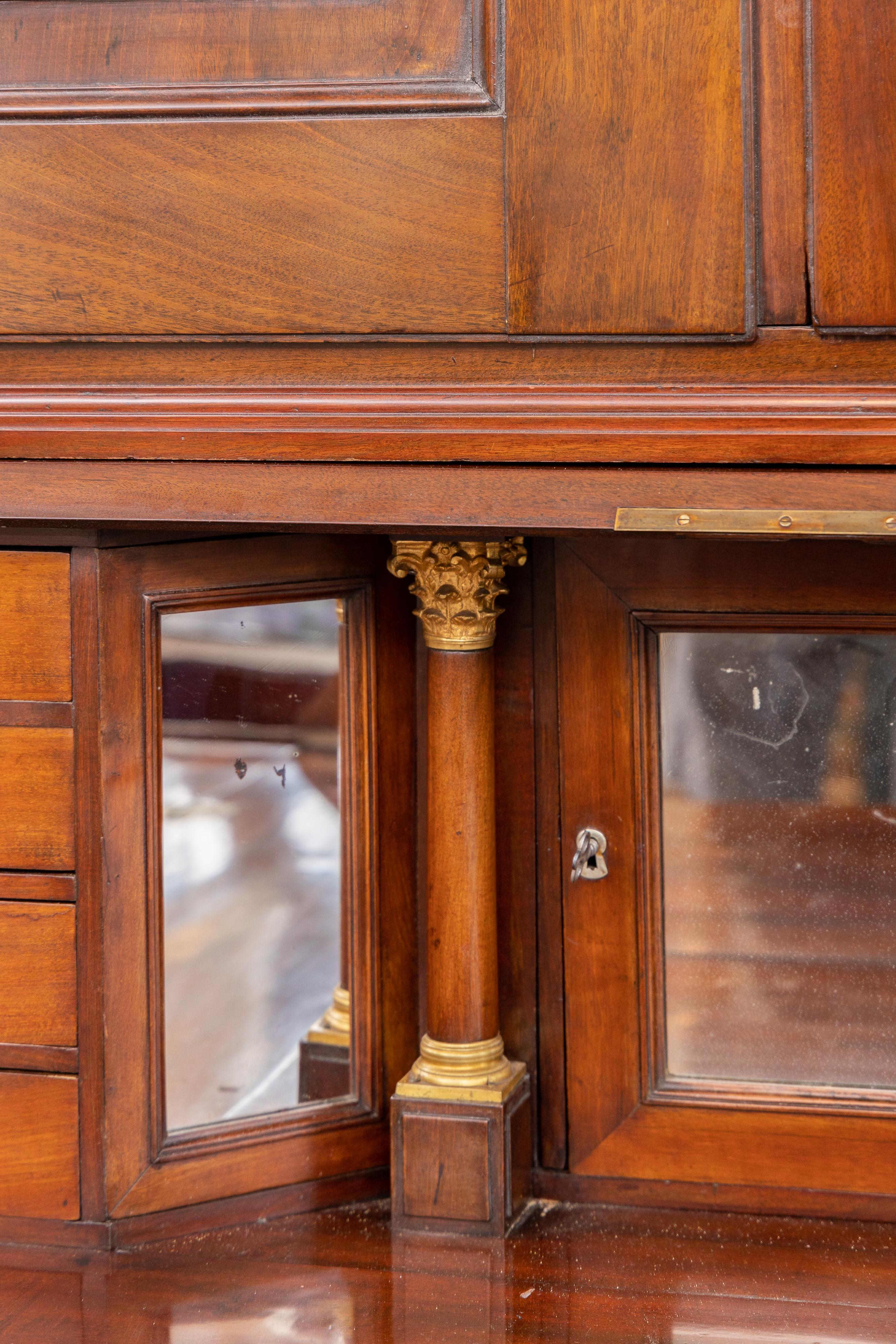 19th Century George III Style Mahogany Bureau Secretary Bookcase In Good Condition For Sale In WEST PALM BEACH, FL