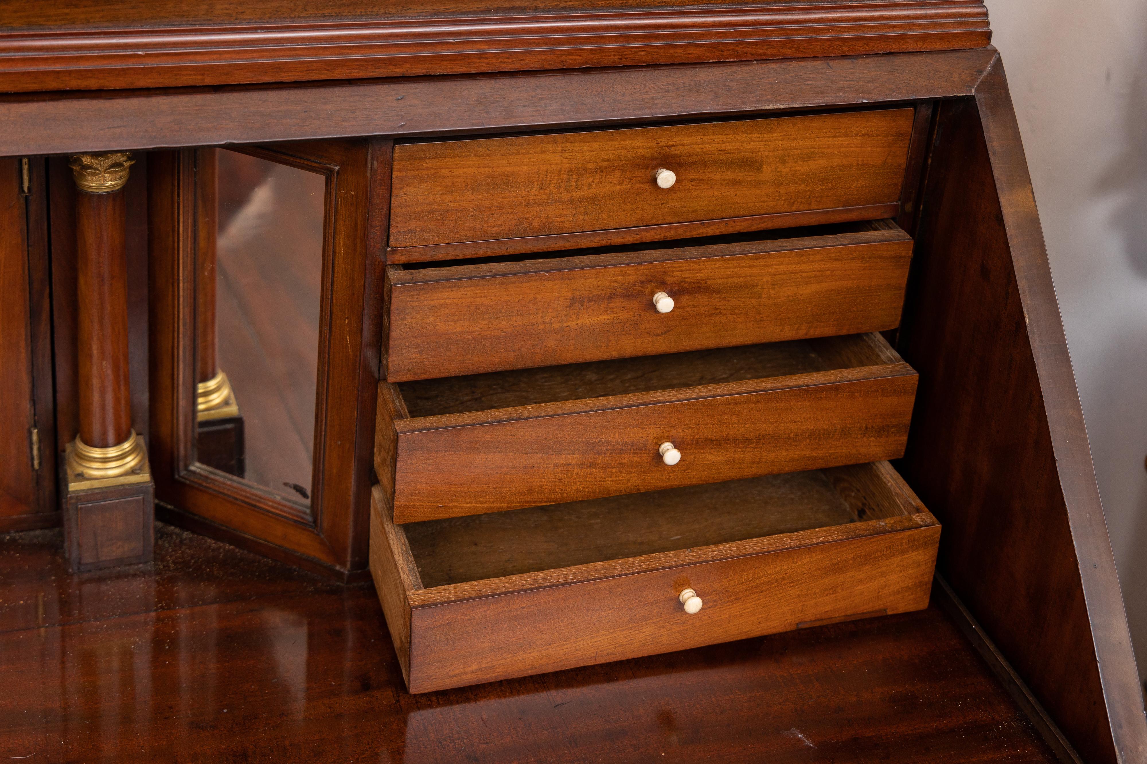 19th Century George III Style Mahogany Bureau Secretary Bookcase For Sale 2