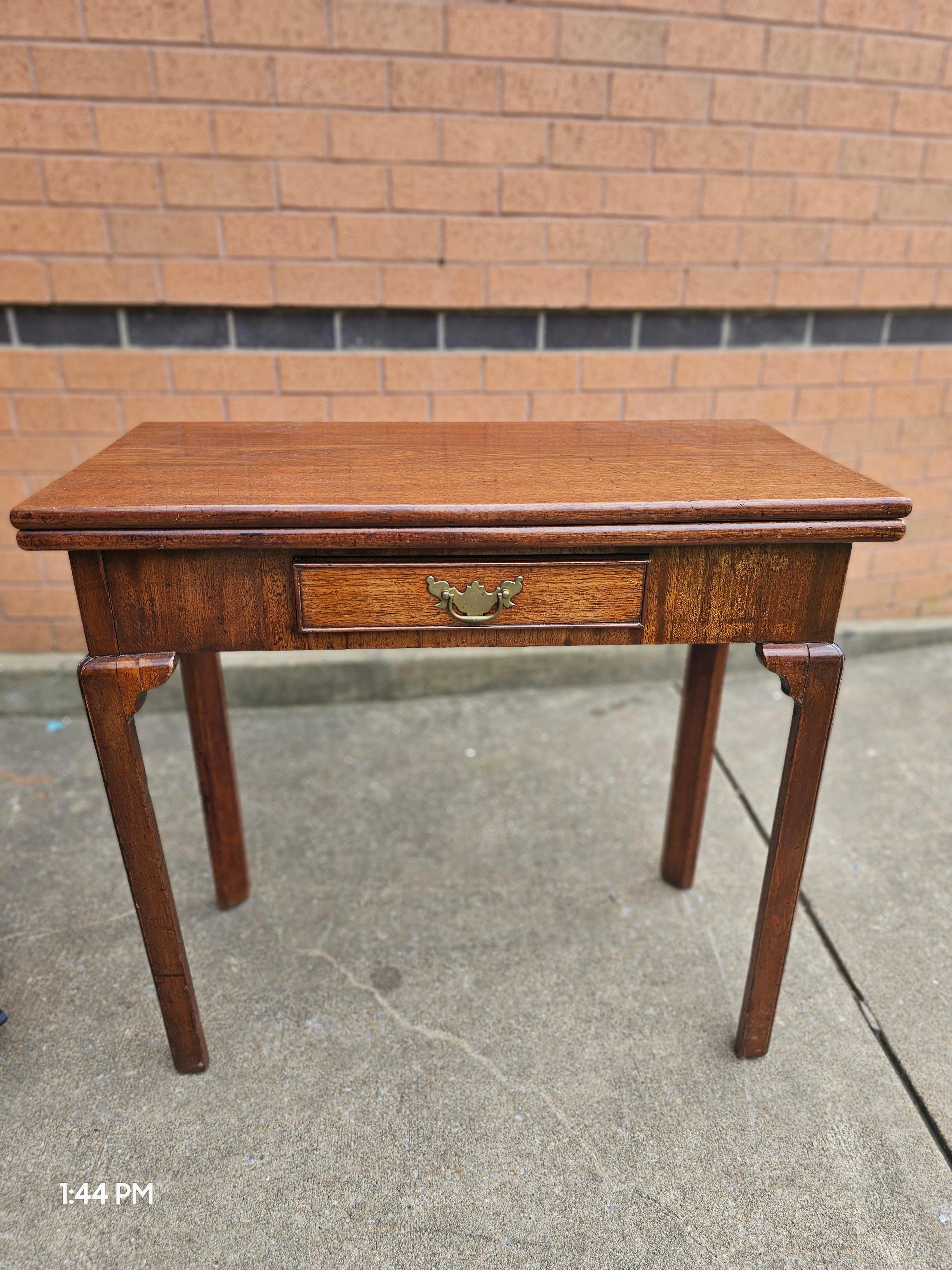 American 19th Century George III Style Mahogany Fold Top Card Table For Sale