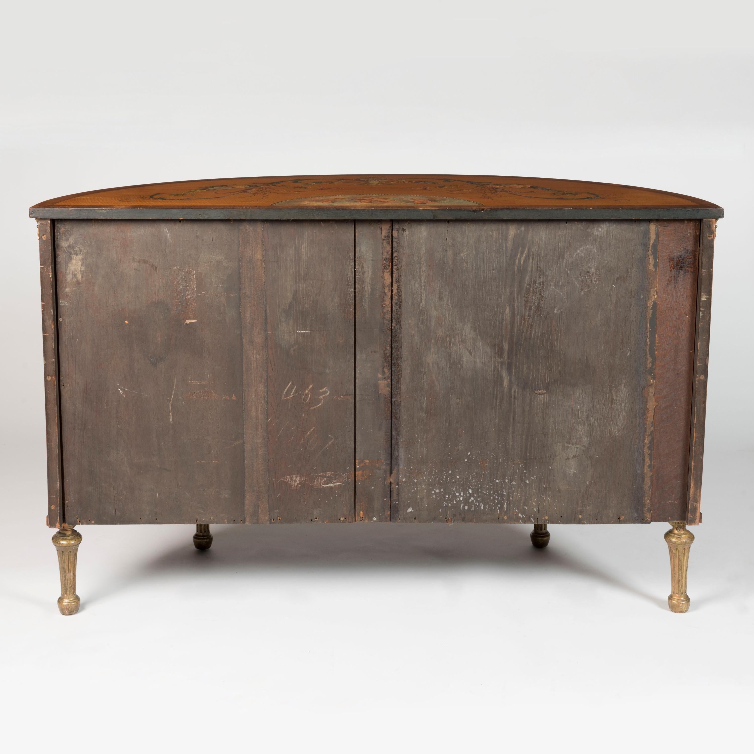 19th Century George III Style Painted Satinwood Bowfront Commode For Sale 6