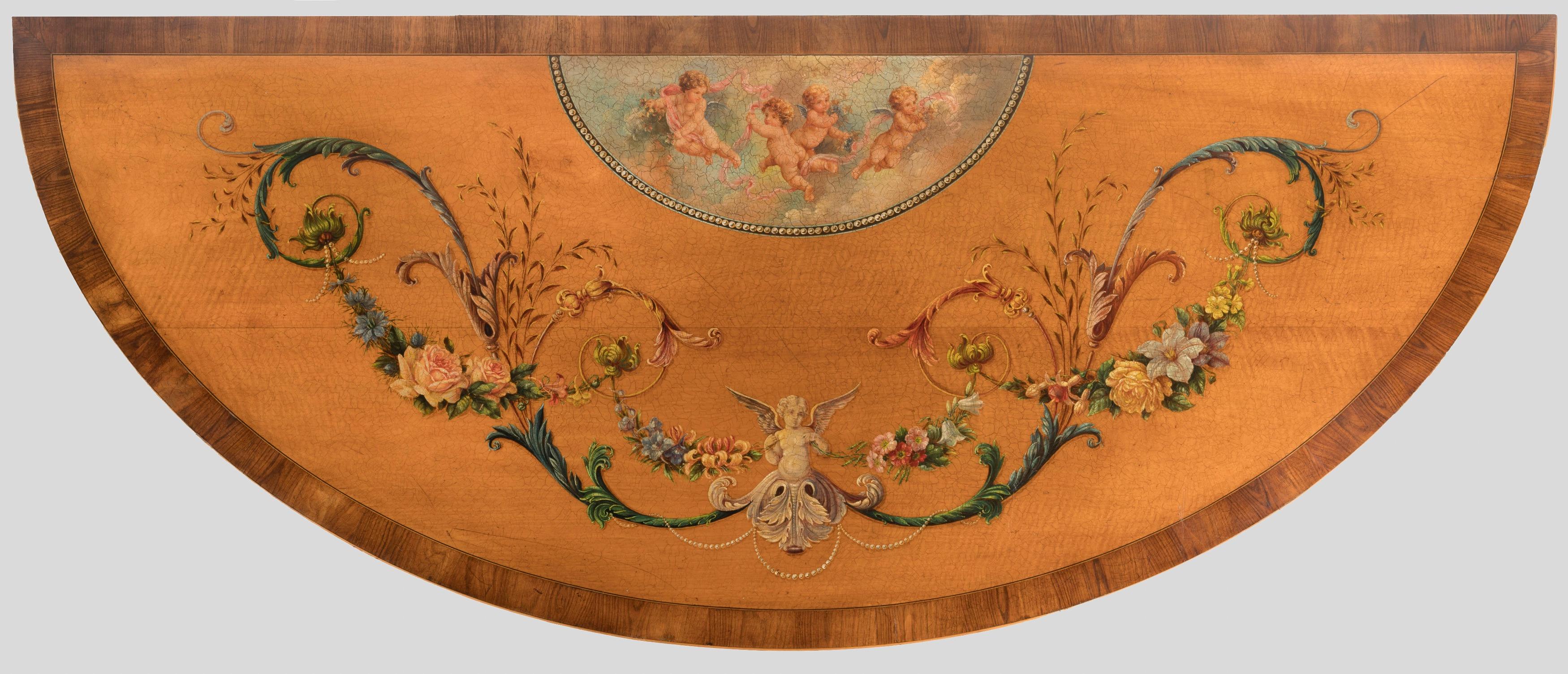 English 19th Century George III Style Painted Satinwood Bowfront Commode For Sale