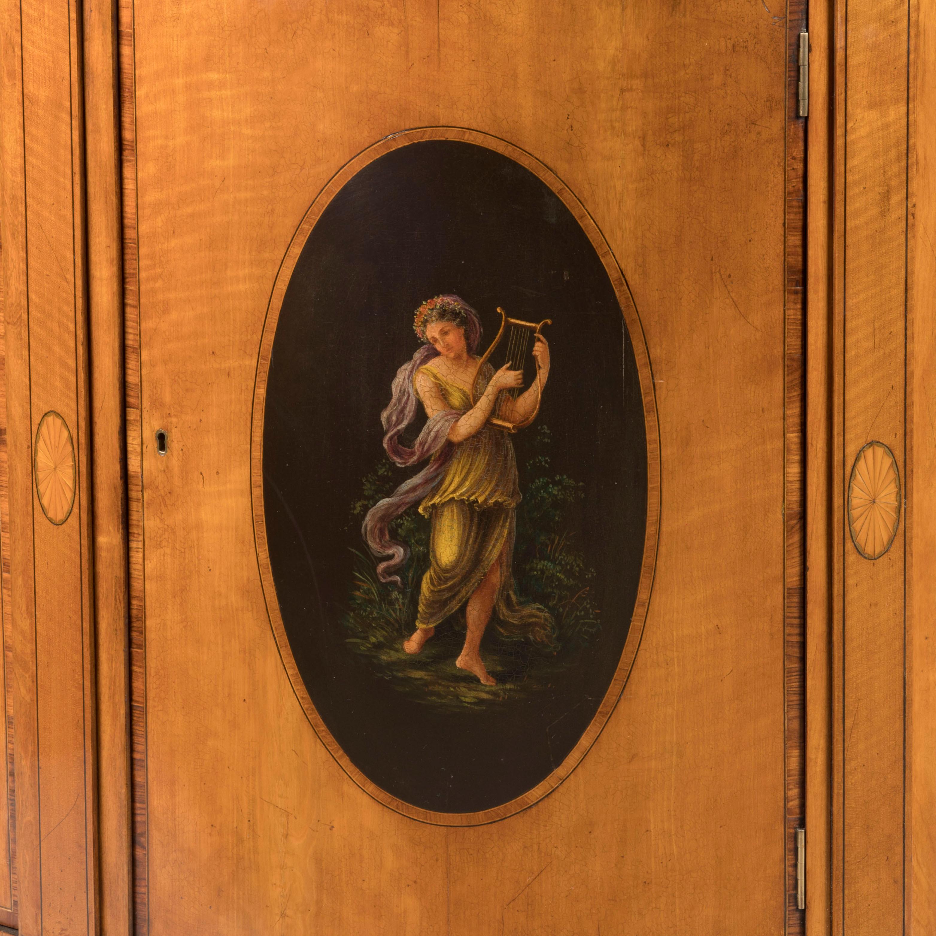 19th Century George III Style Painted Satinwood Bowfront Commode For Sale 4